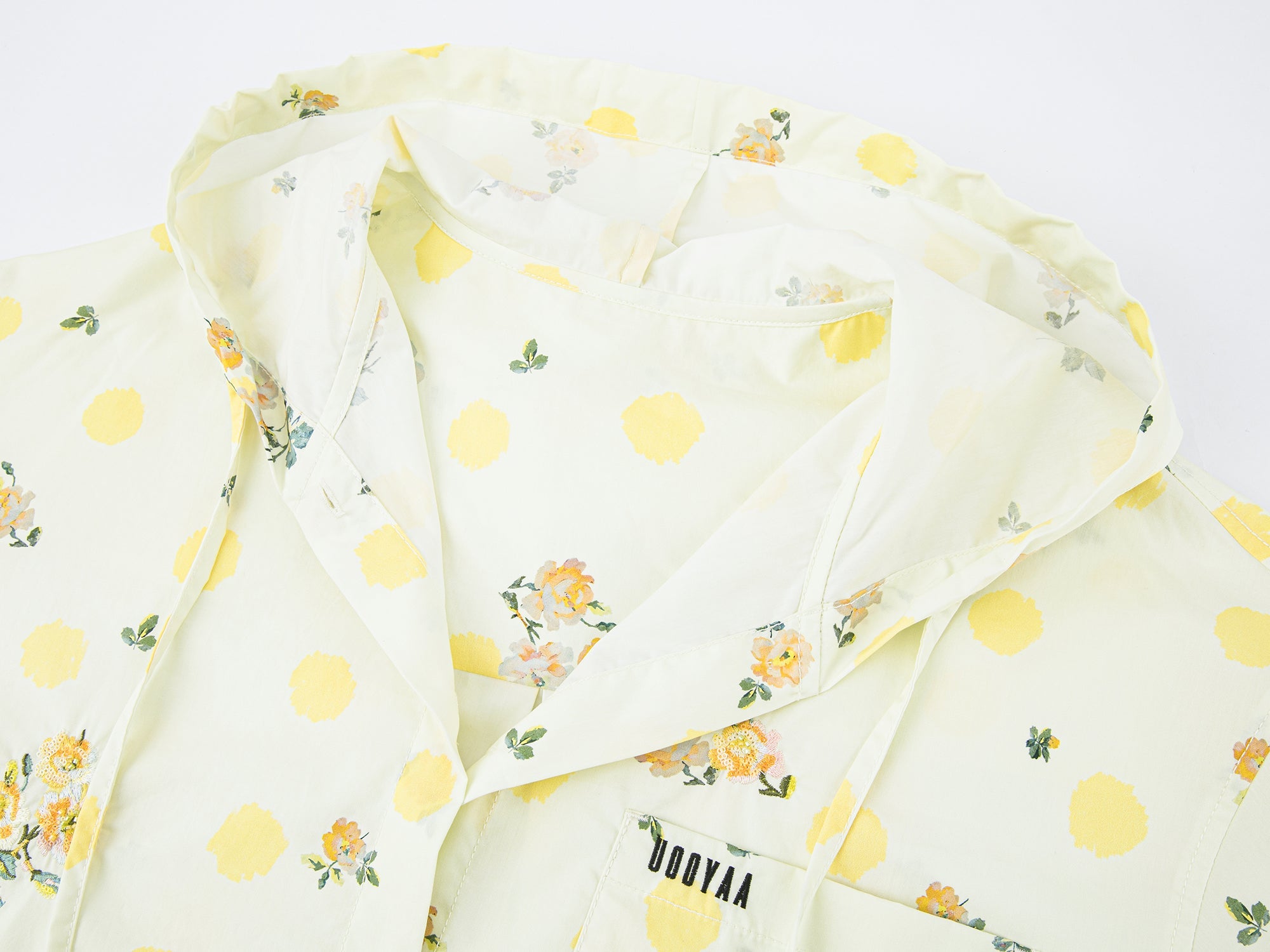 Yellow floral print hoodie shirt