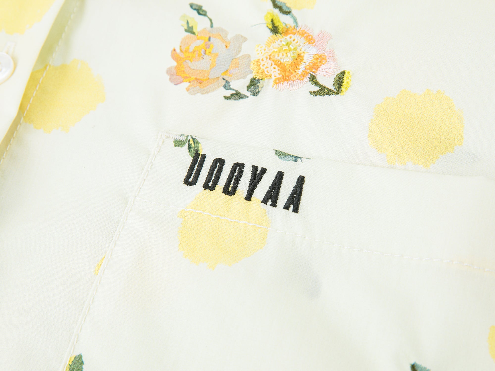 Yellow floral print hoodie shirt