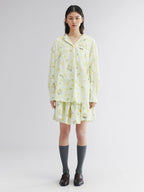 Yellow floral print hoodie shirt
