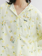 Yellow floral print hoodie shirt