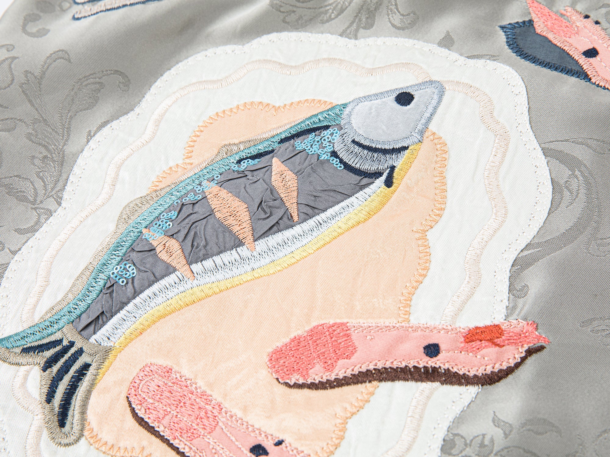 Seafood & tea graphic pajama-style shirt