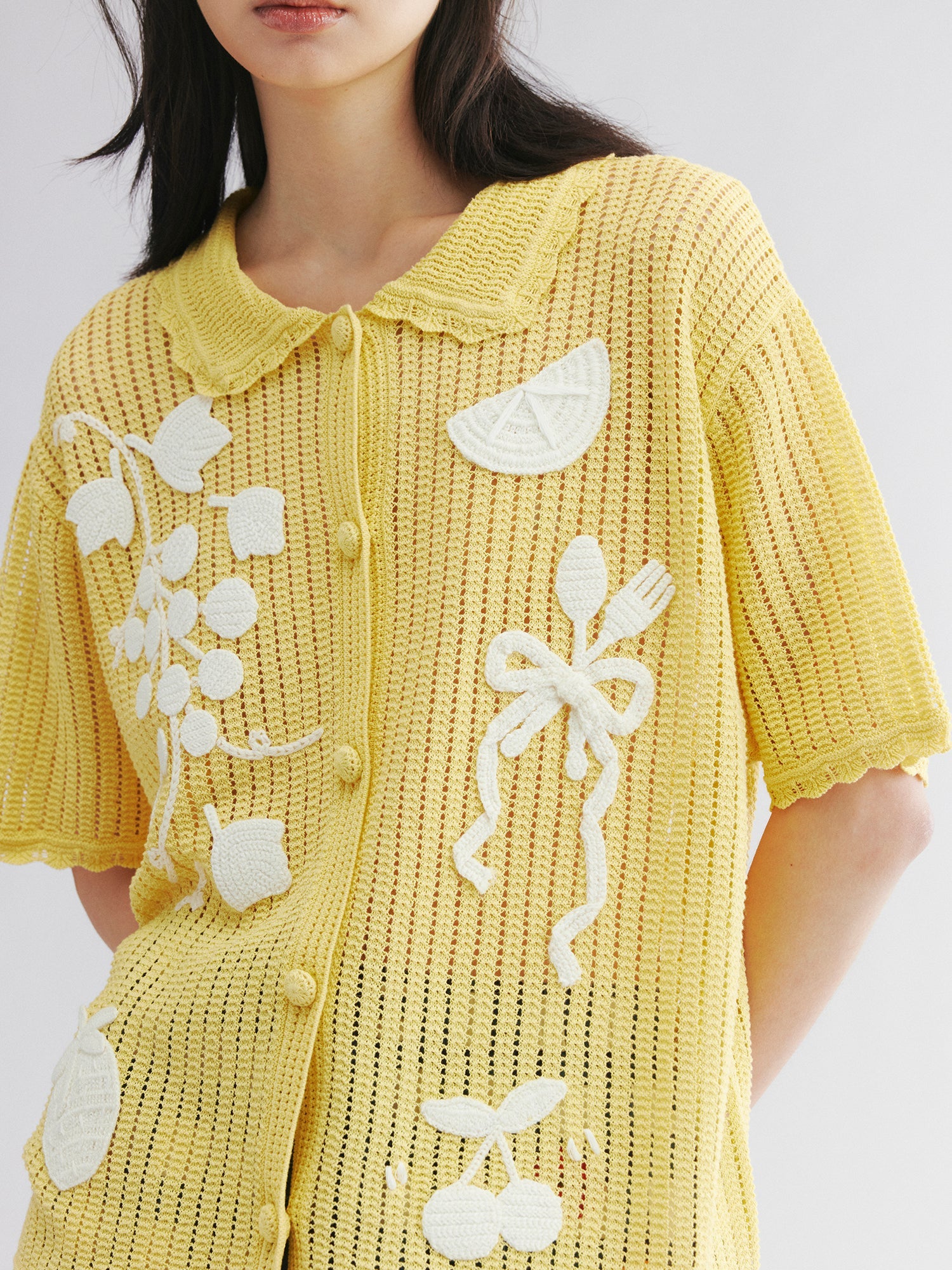 Food & love granny-style knitted sweater