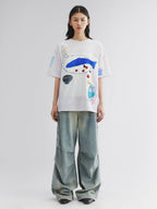 Hand-drawn fish-on-plate graphic tee