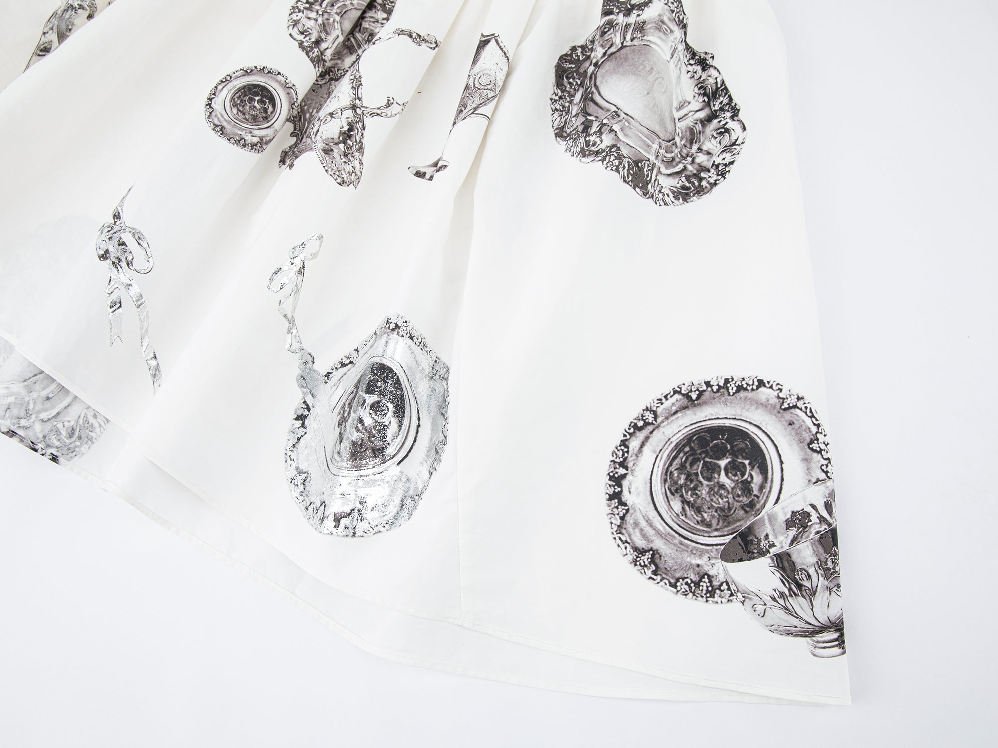 Sailor tank dress with cutlery motif and silver foil