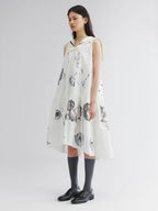Sailor tank dress with cutlery motif and silver foil
