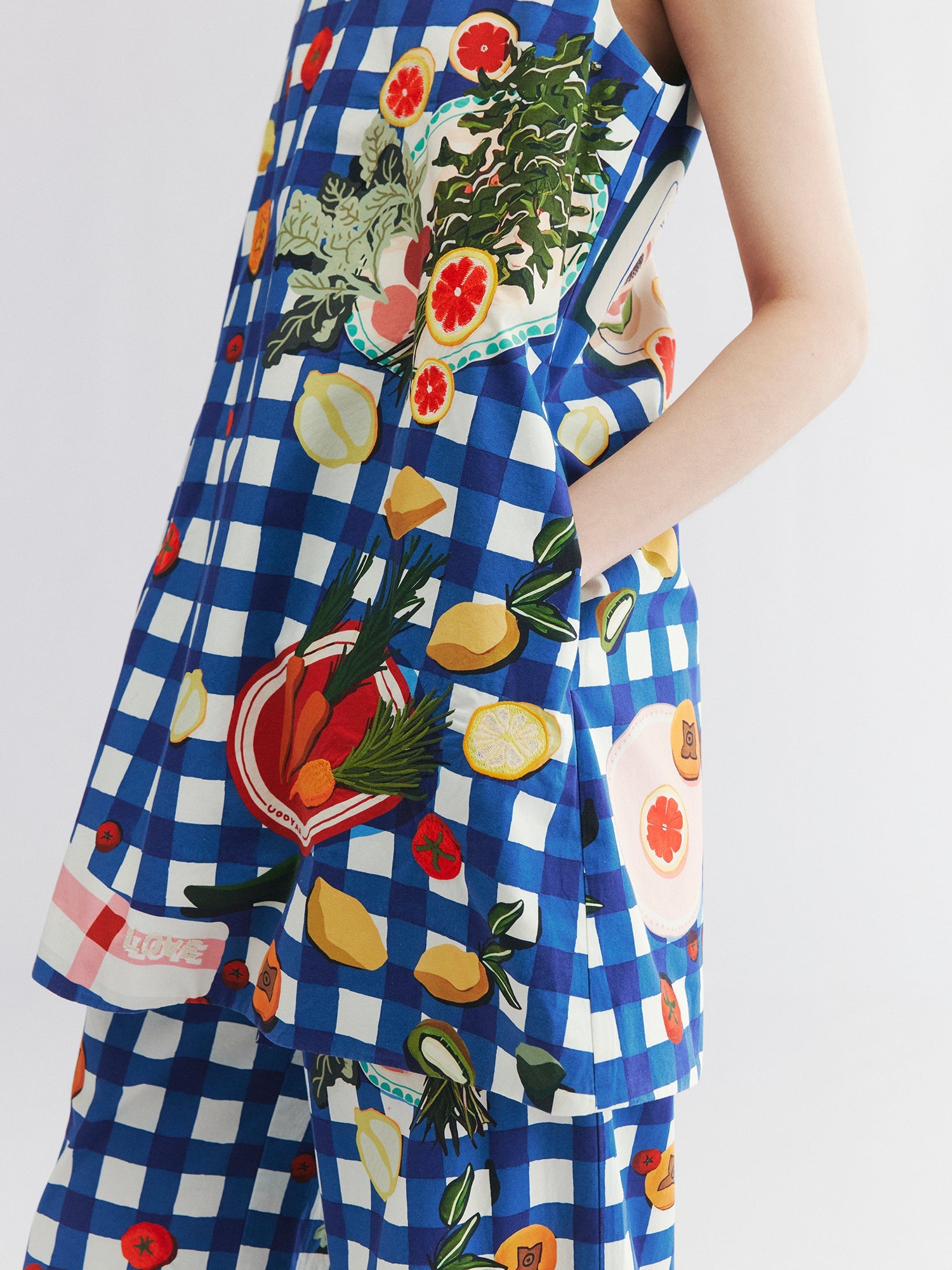 Picnic scene graphic tank dress