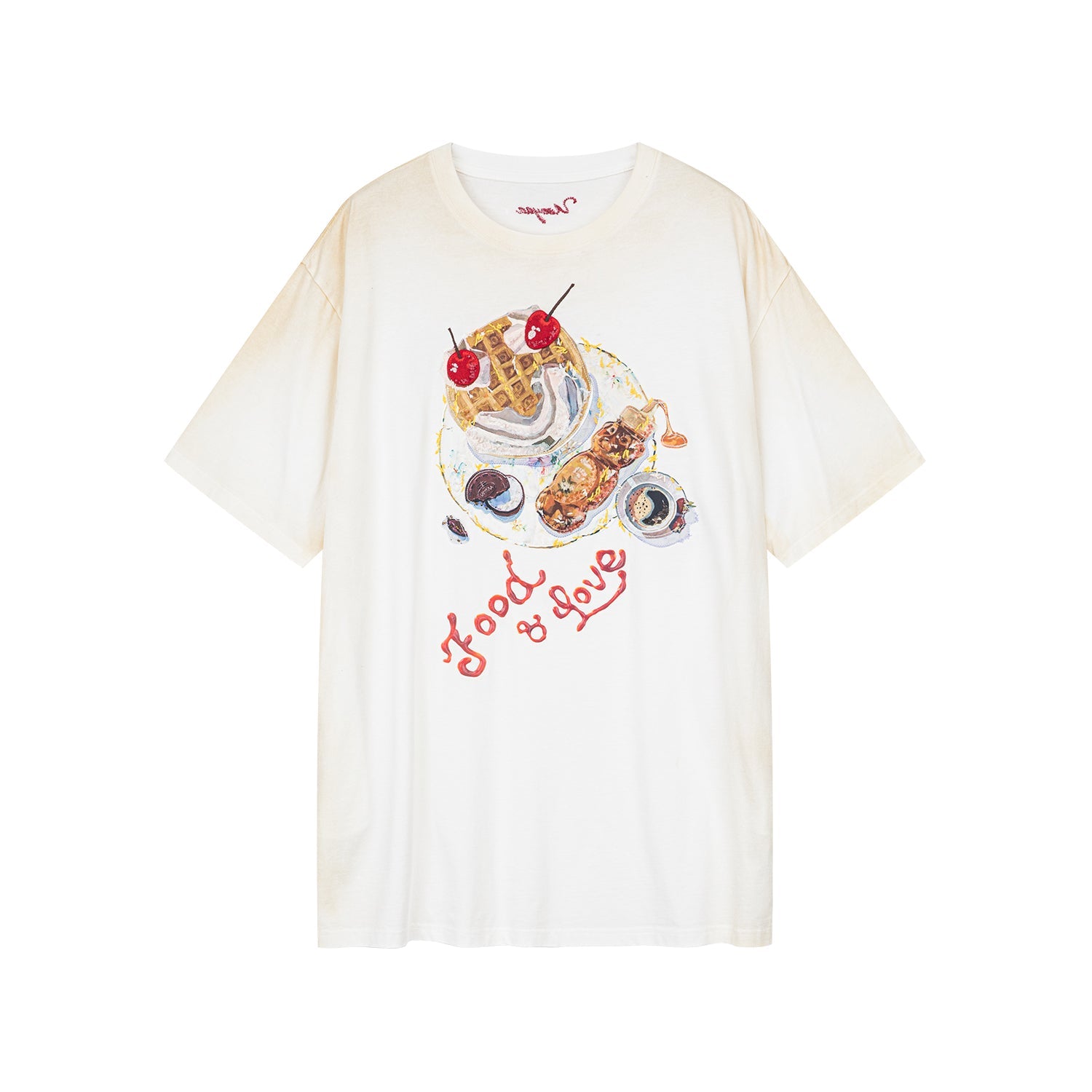 Cherry honey waffle breakfast graphic t-shirt dress