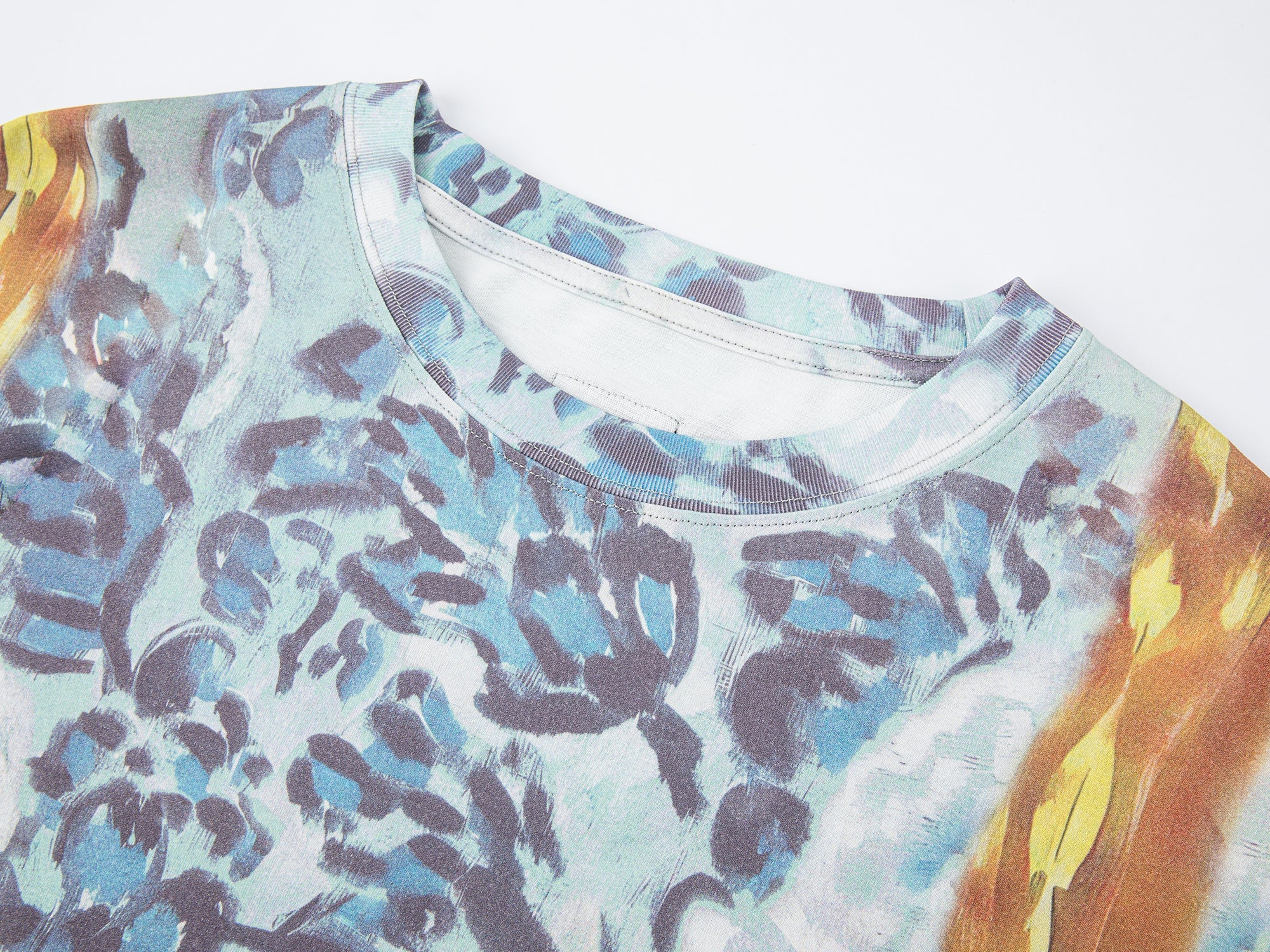 Oil painting floral fruit graphic tee dress