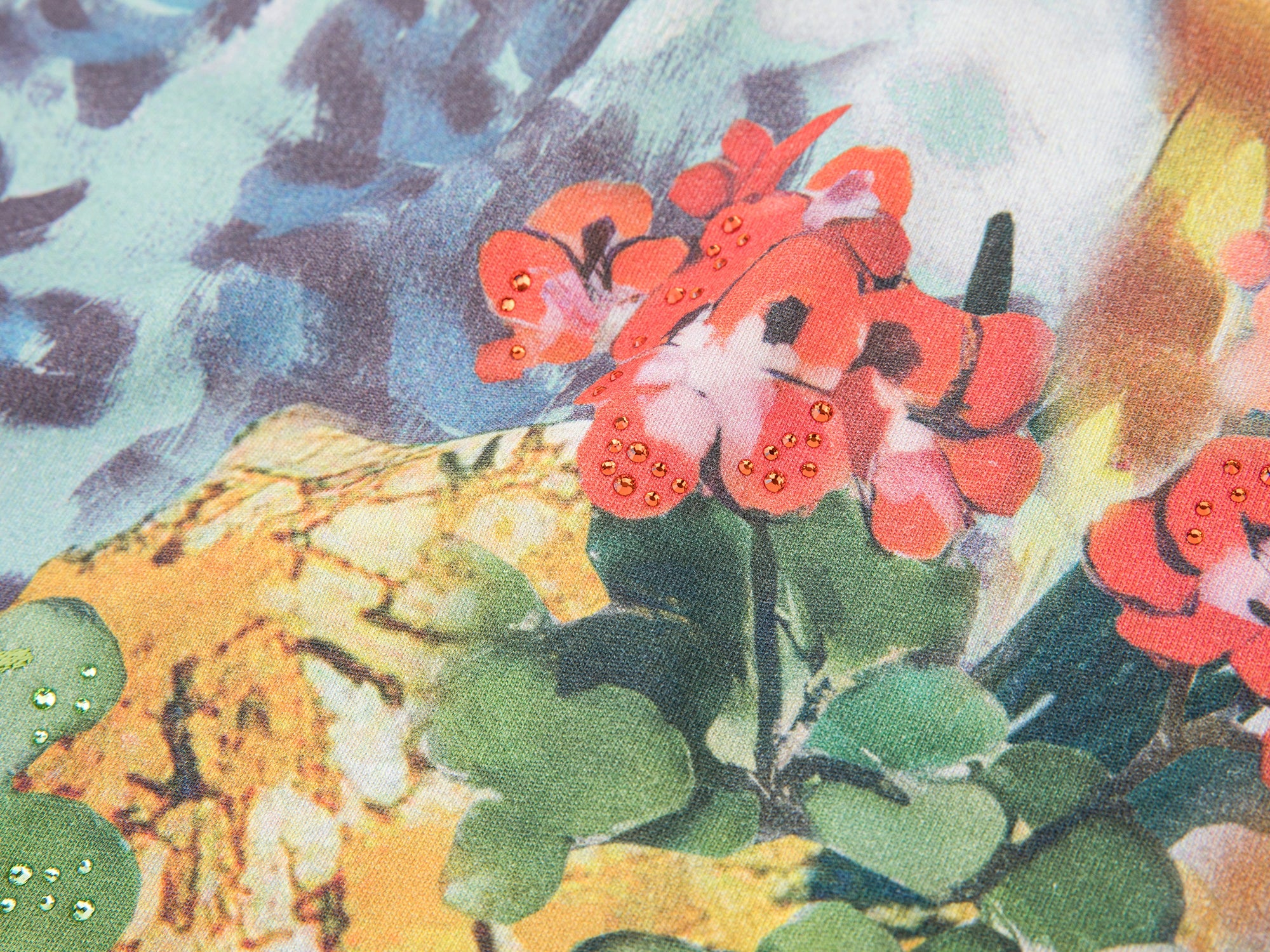 Oil painting floral fruit graphic tee dress