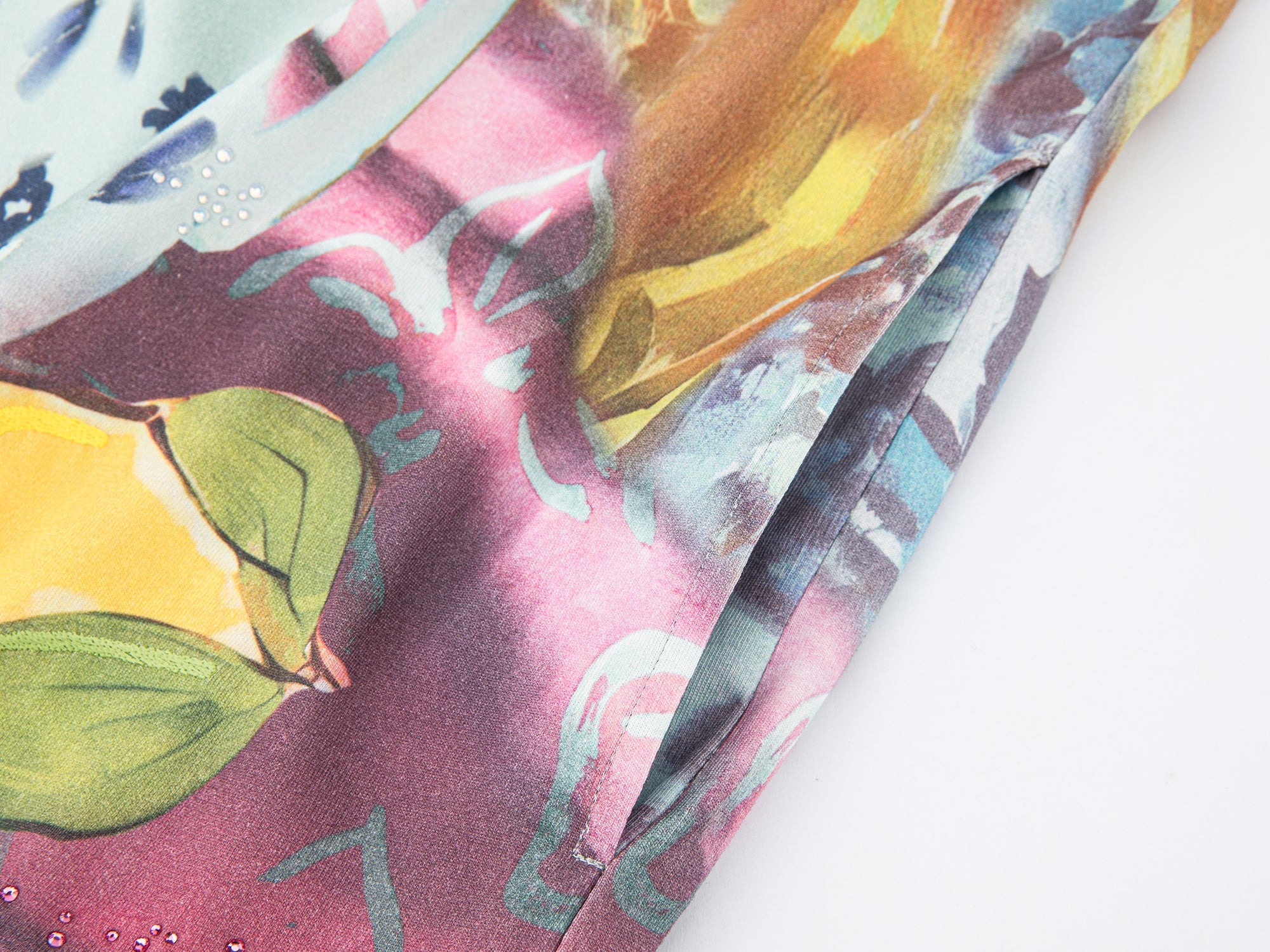 Oil painting floral fruit graphic tee dress