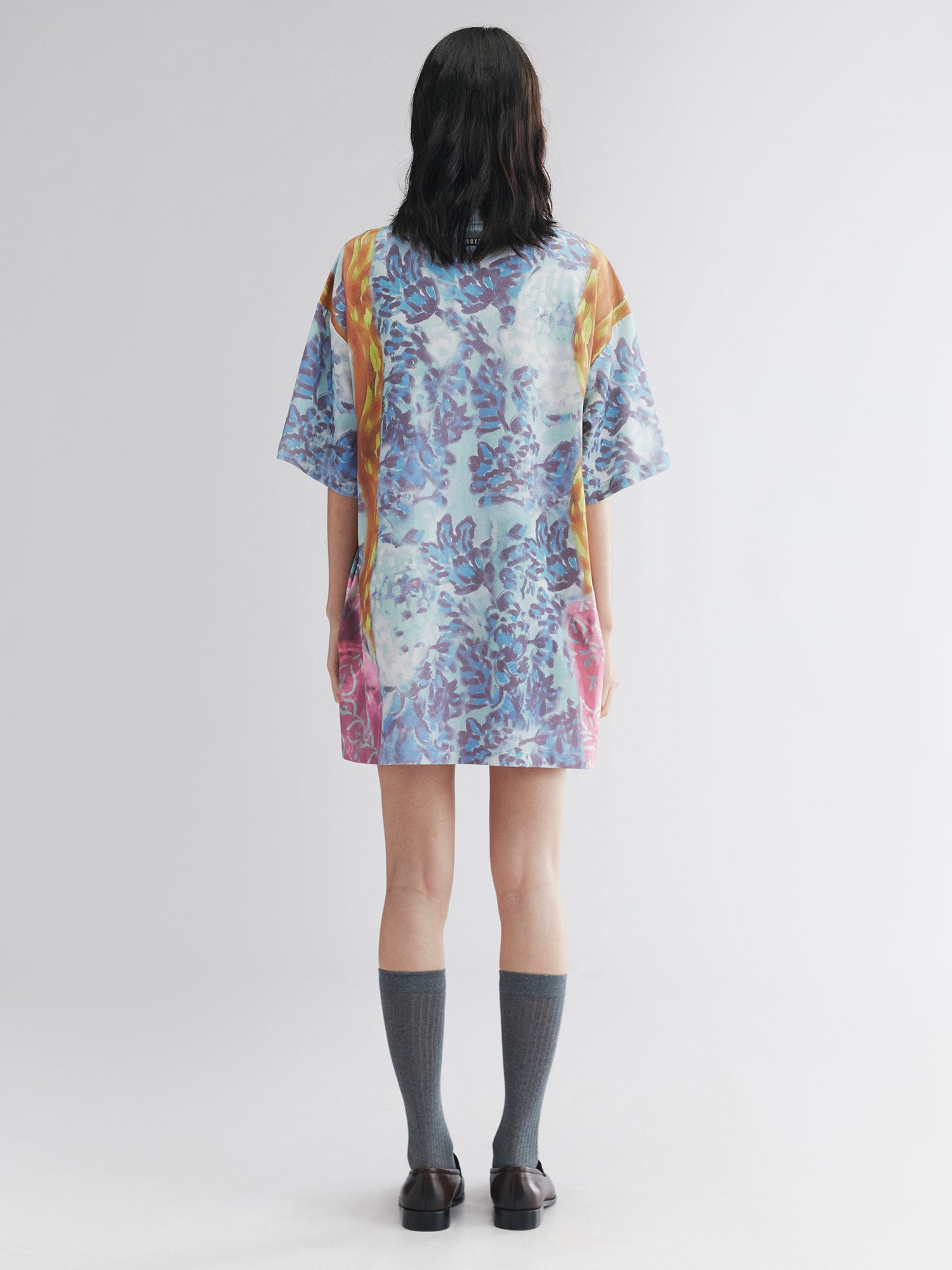 Oil painting floral fruit graphic tee dress