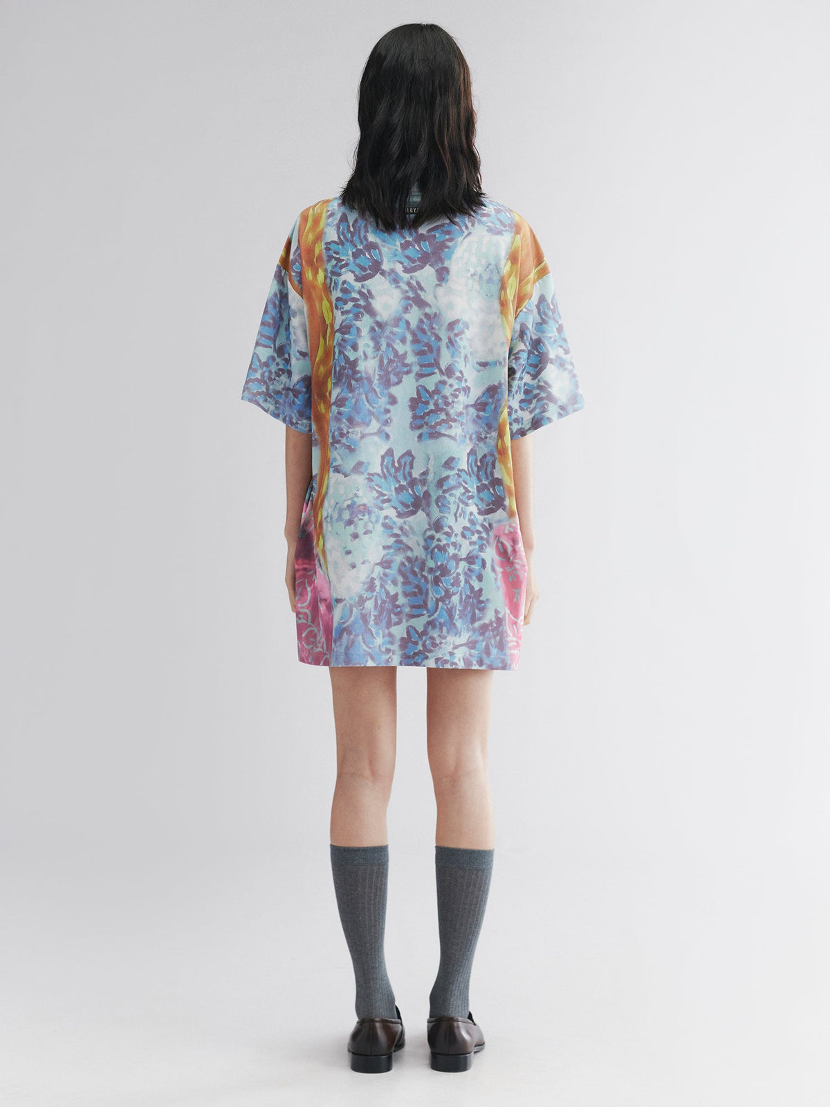 Oil painting floral fruit graphic tee dress