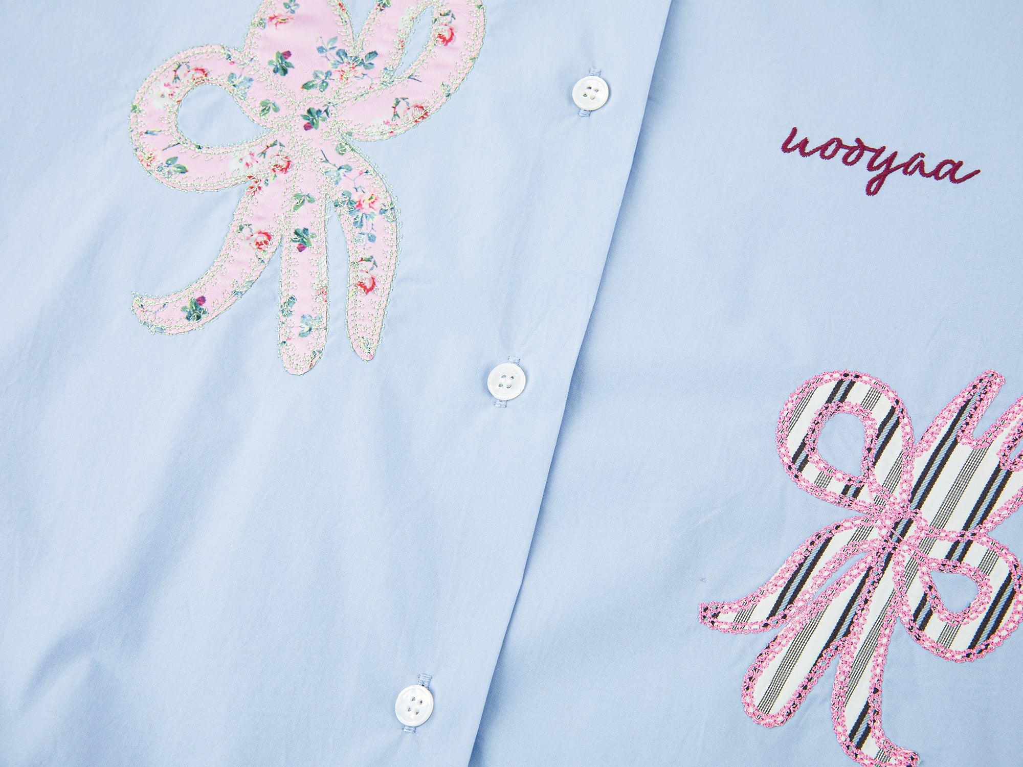 Cutlery & bow embroidered shirt dress