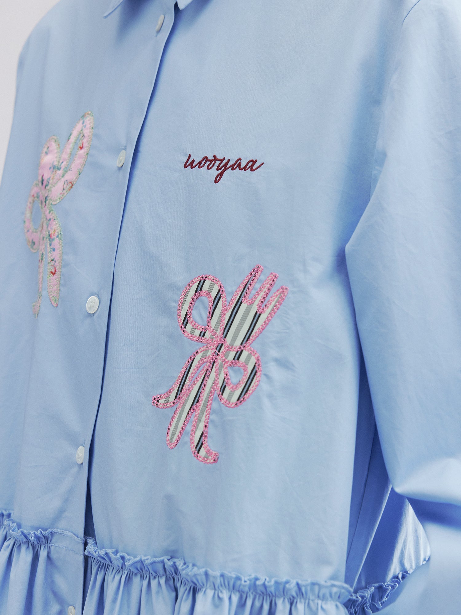 Cutlery & bow embroidered shirt dress