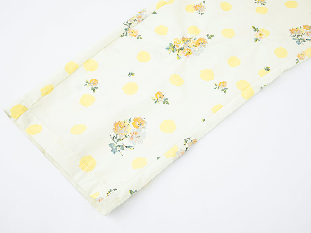 Yellow floral print drawstring pants