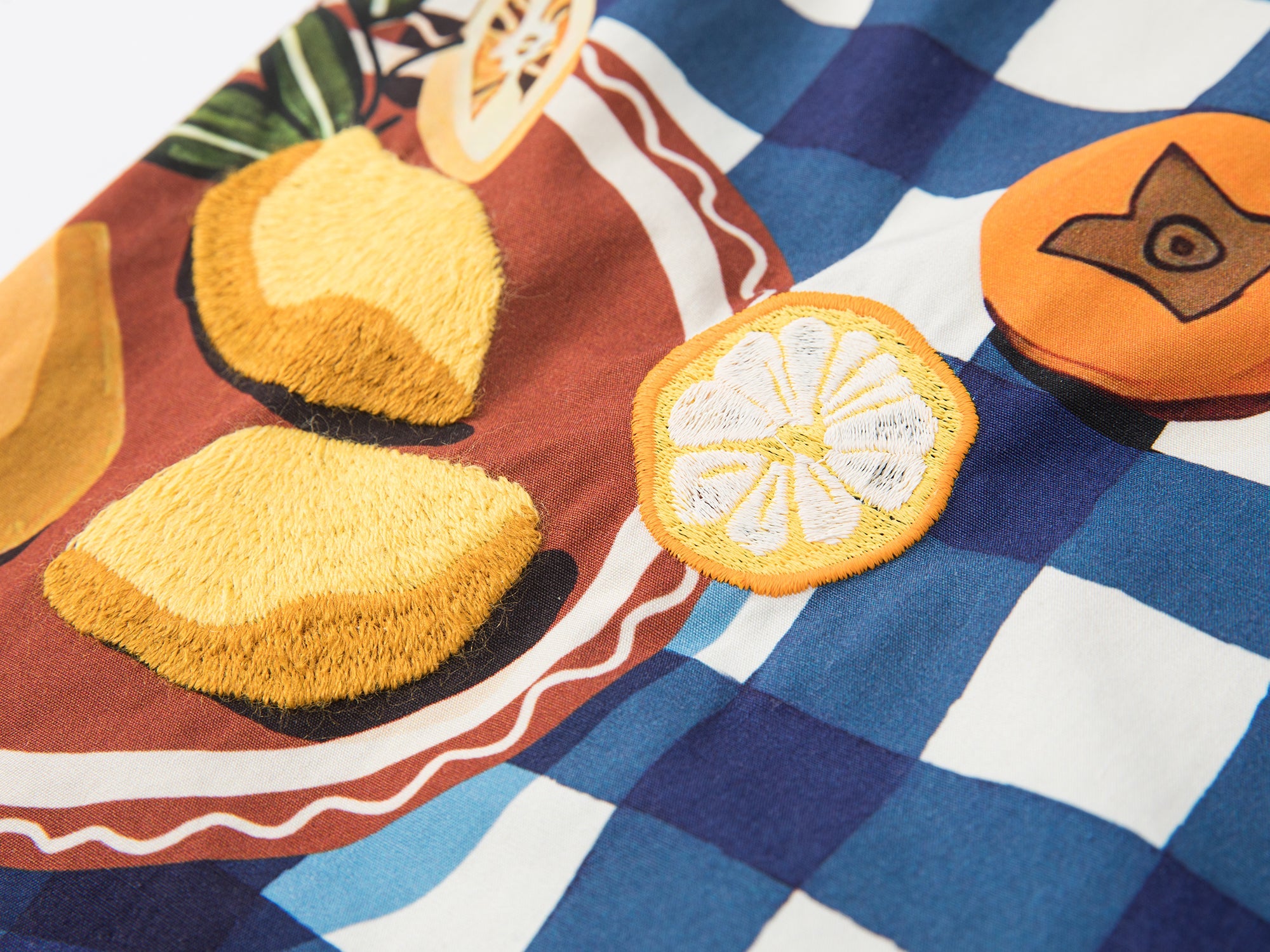 Picnic scene graphic trousers