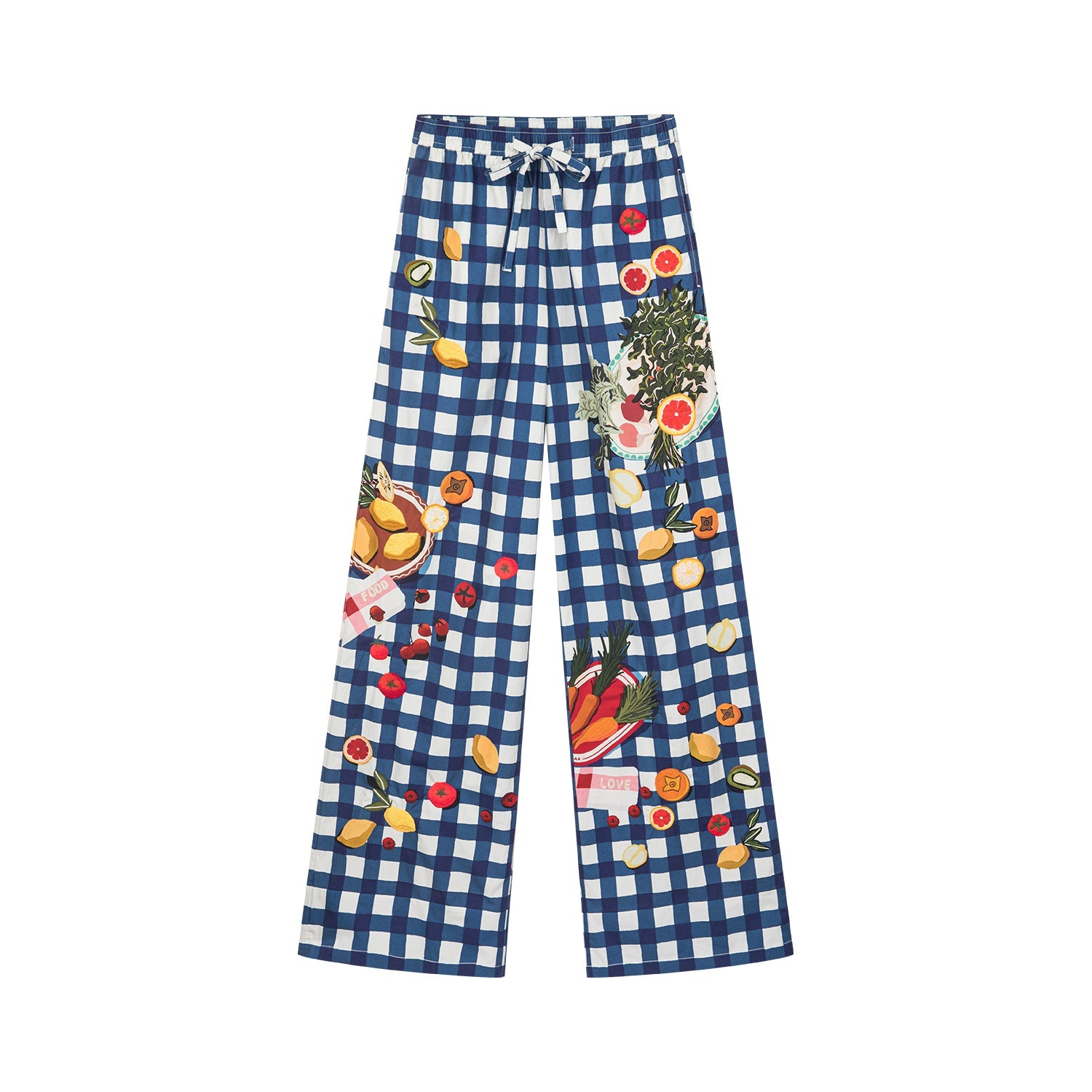 Picnic scene graphic trousers