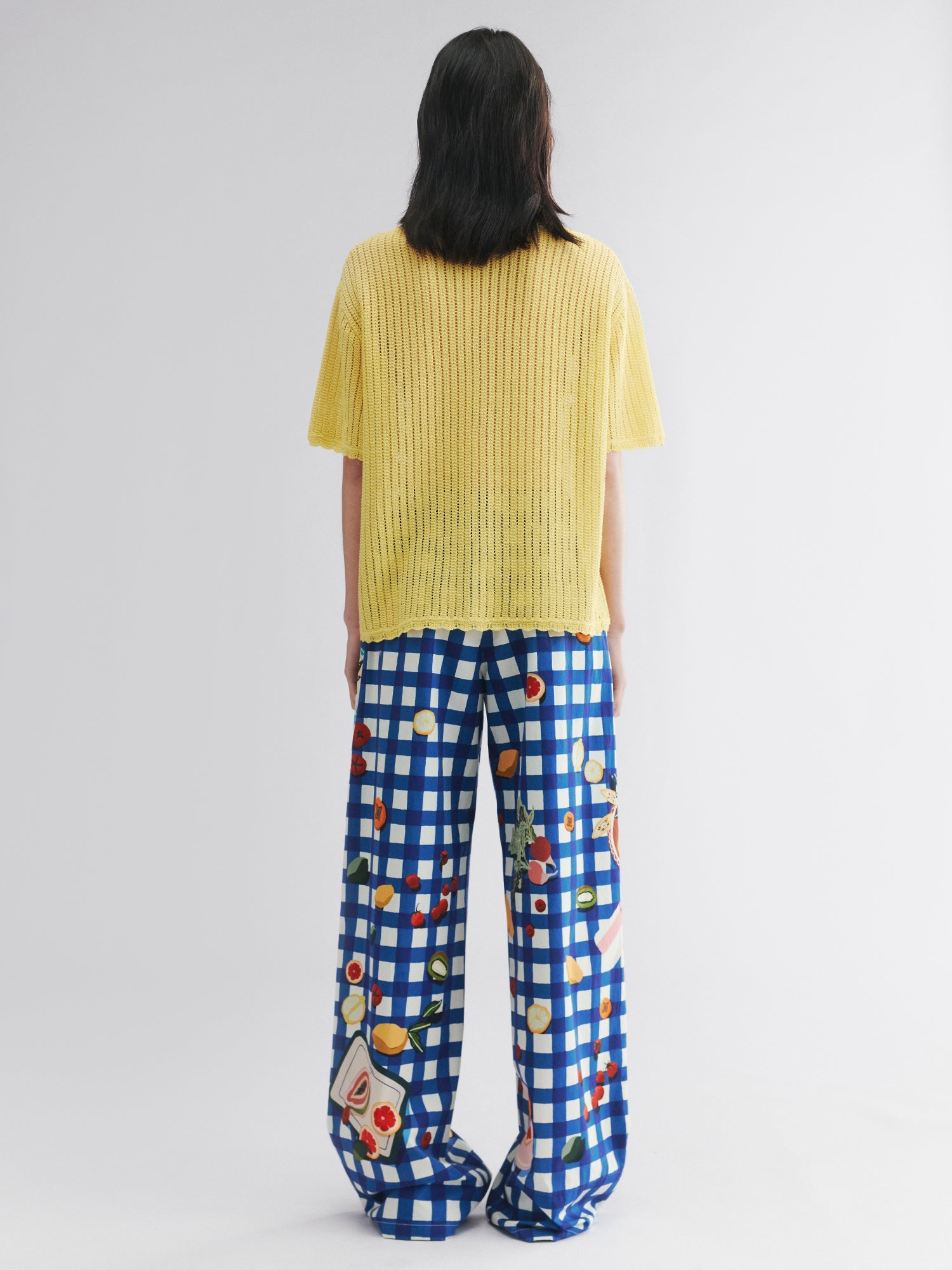Picnic scene graphic trousers