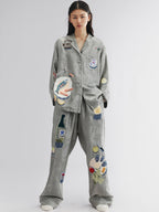 Oyster & wine graphic lounge pants