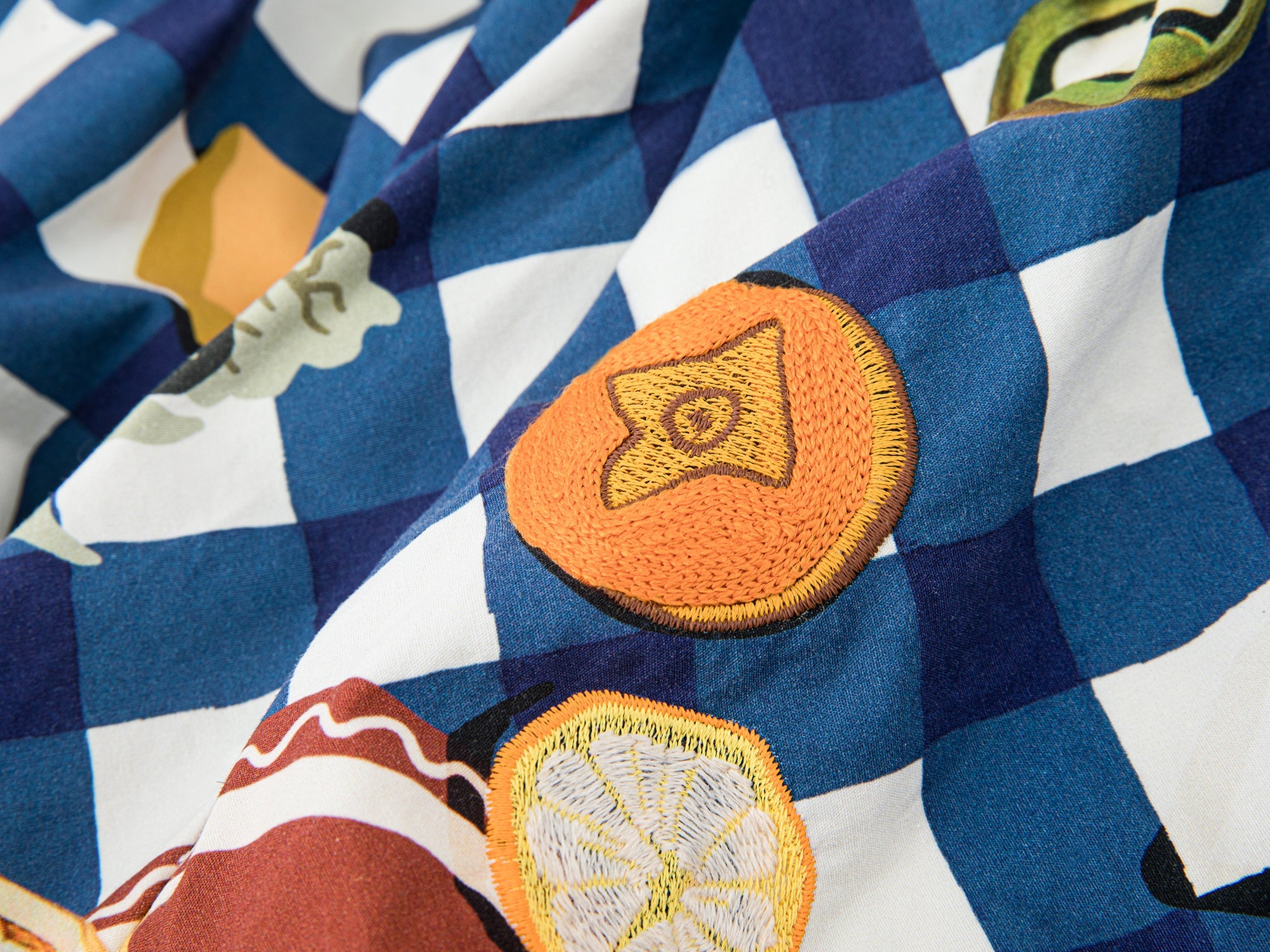 Picnic scene graphic trousers