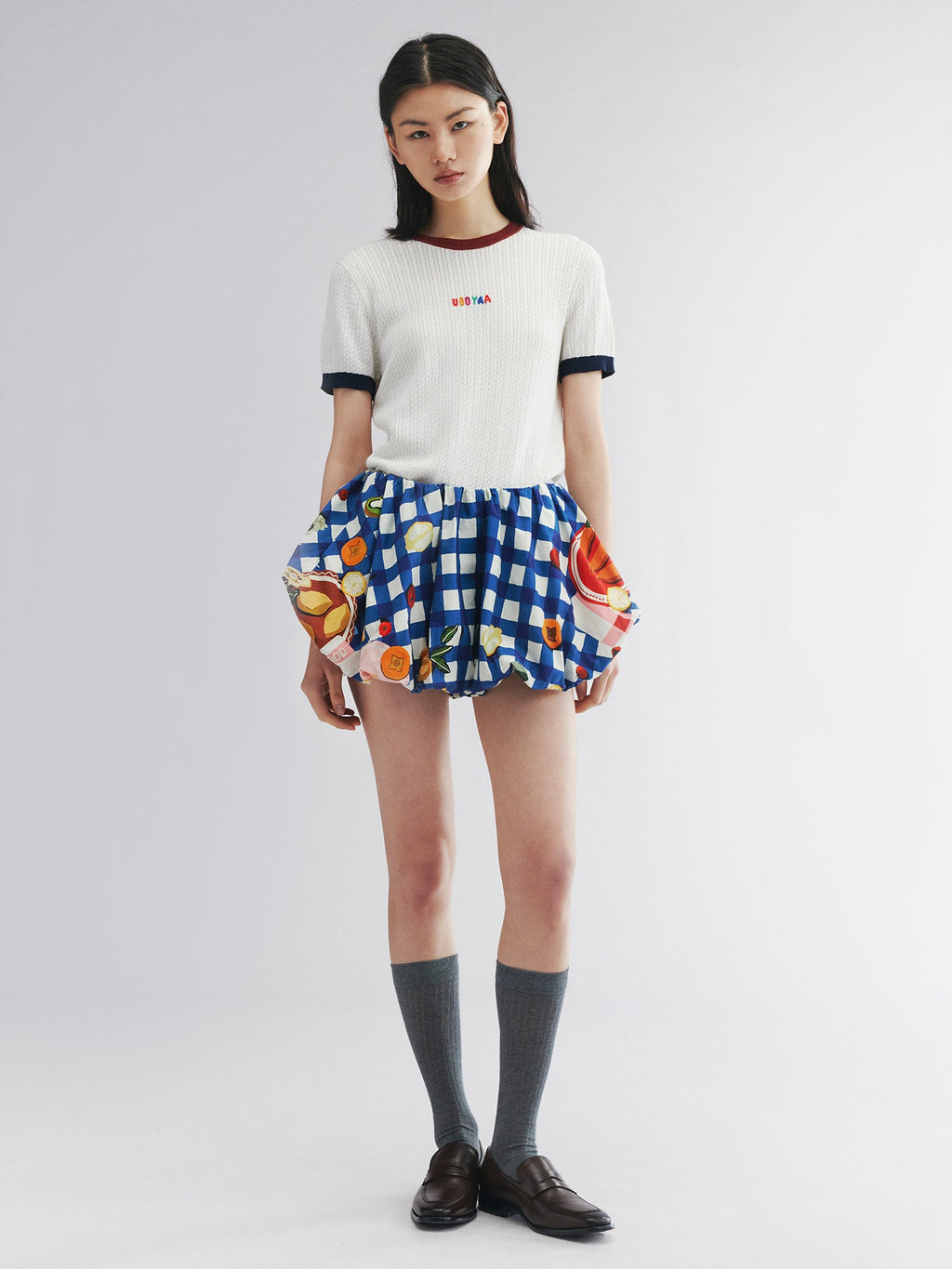 ピクニックシーンのグラフィックバルーンショートパンツ