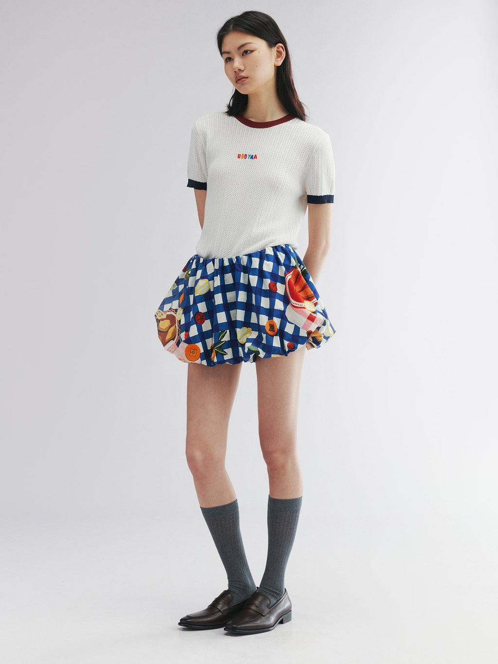 ピクニックシーンのグラフィックバルーンショートパンツ