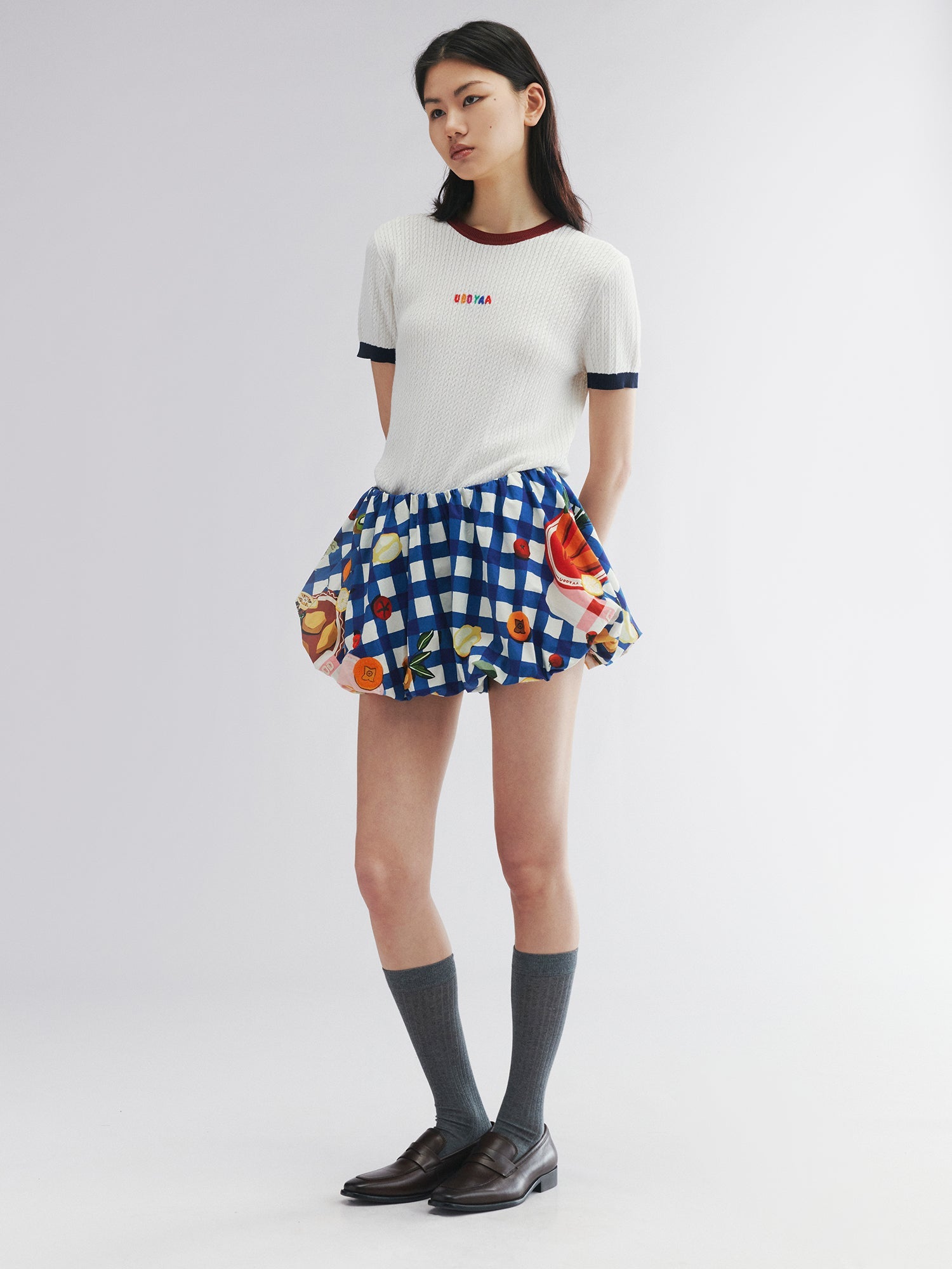 Picnic scene graphic trousers