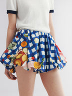ピクニックシーンのグラフィックバルーンショートパンツ