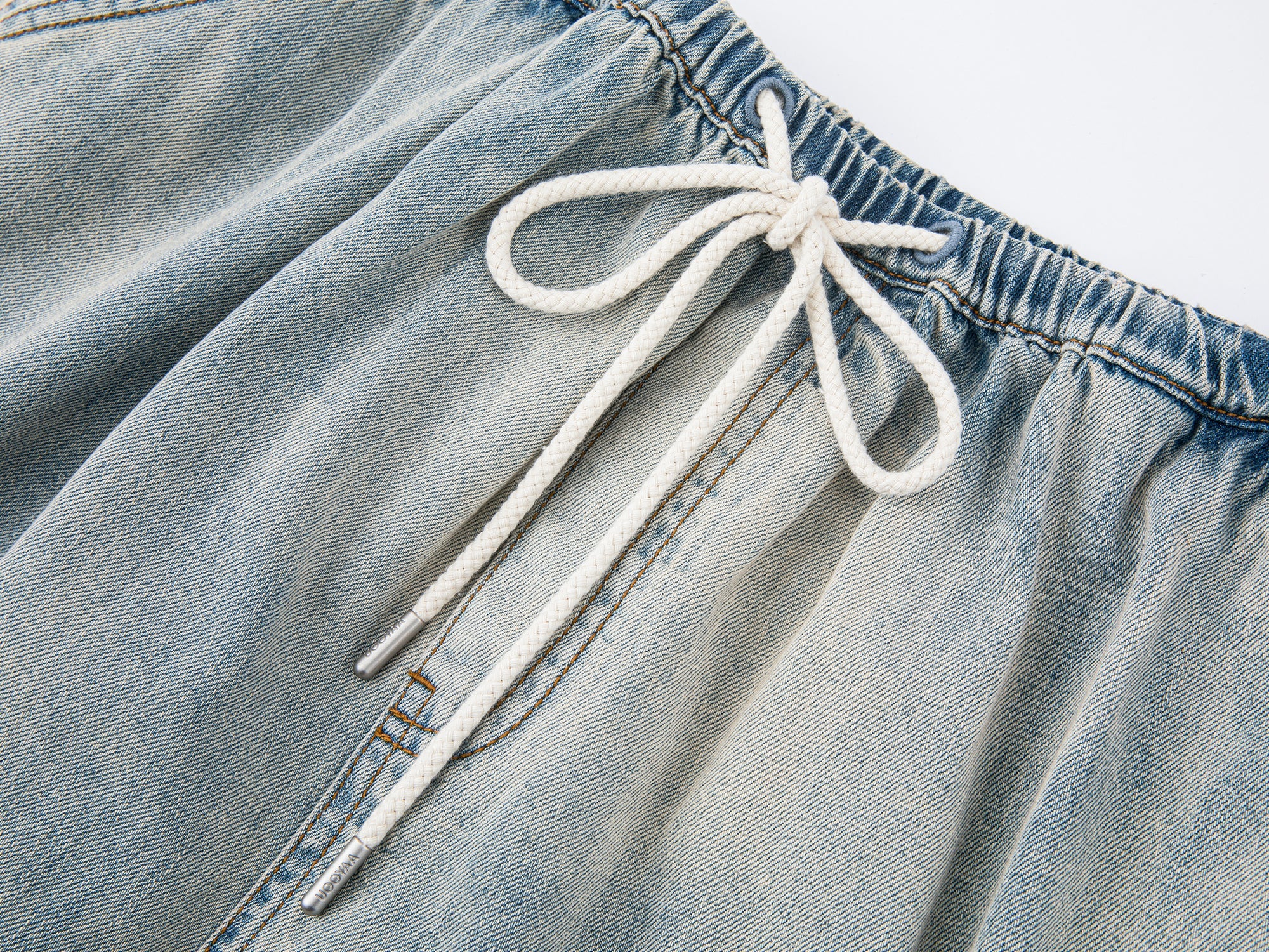 Washed denim utility skirt