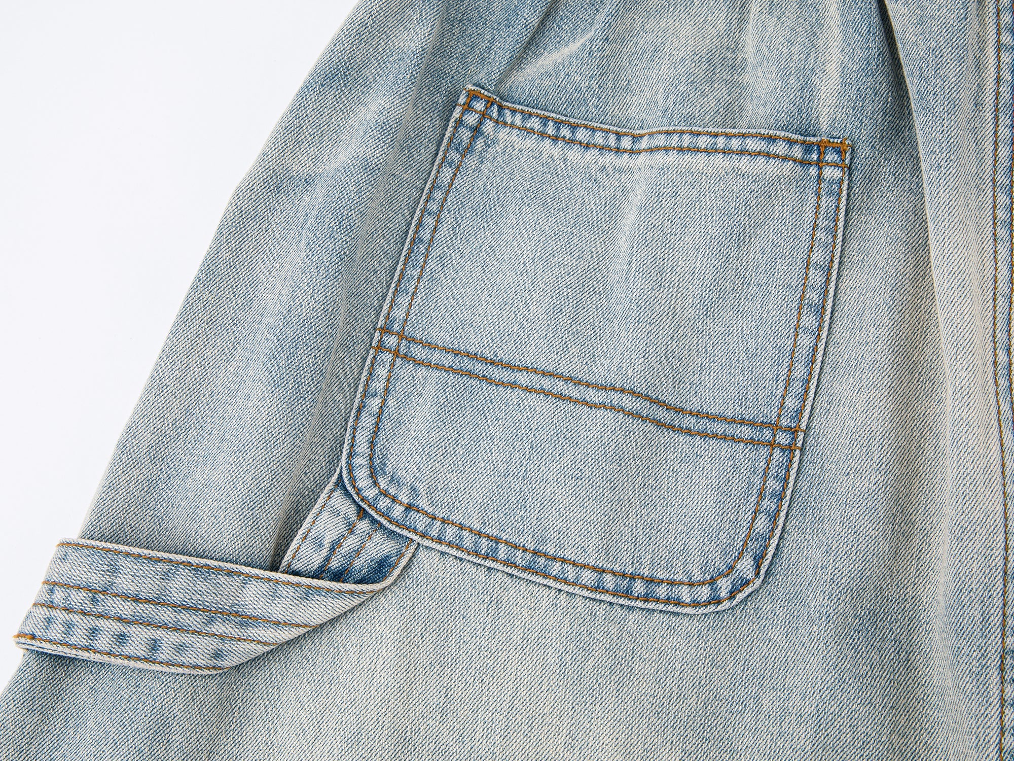 Washed denim utility skirt