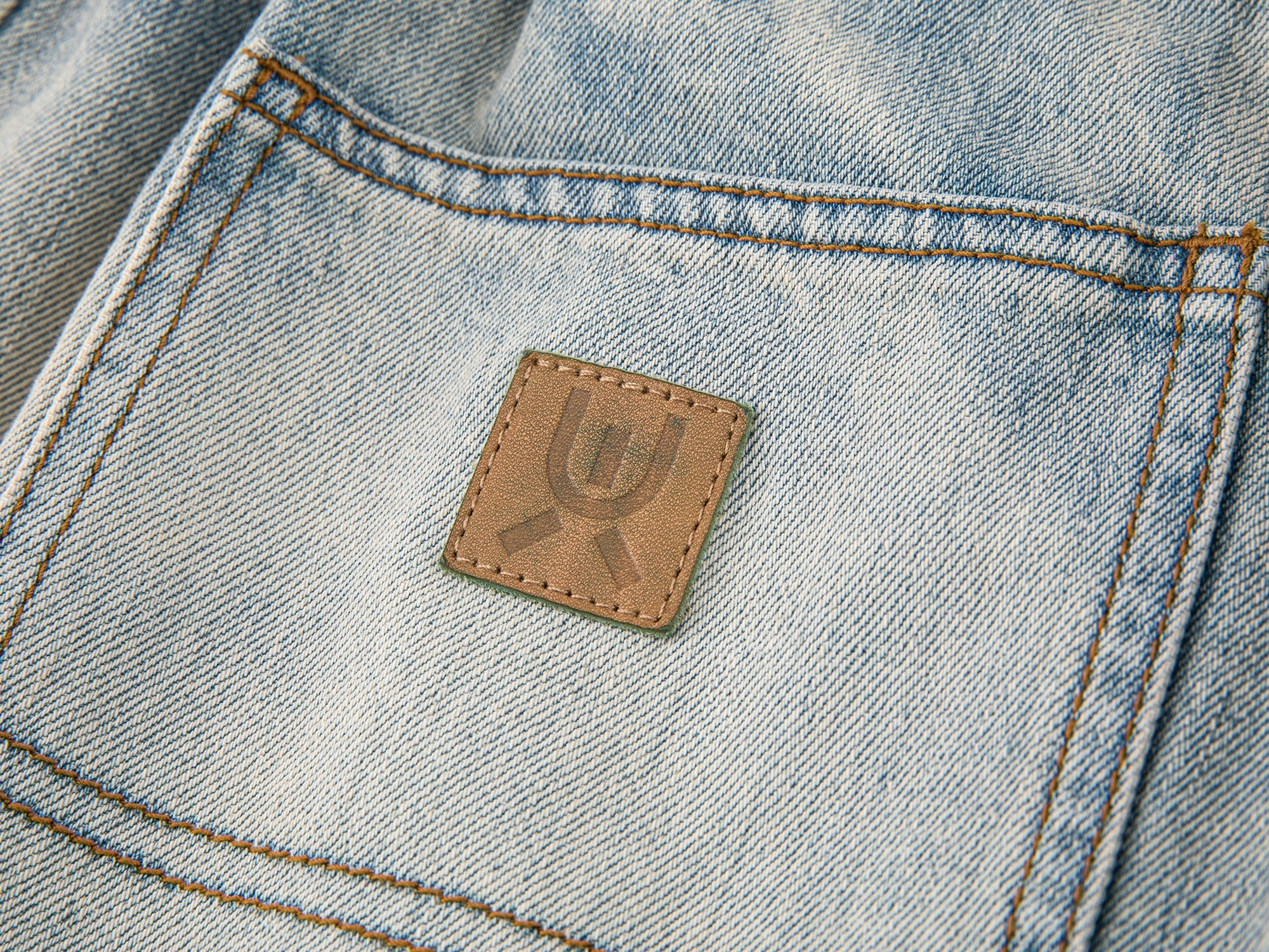 Washed denim utility skirt