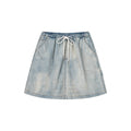 Washed denim utility skirt
