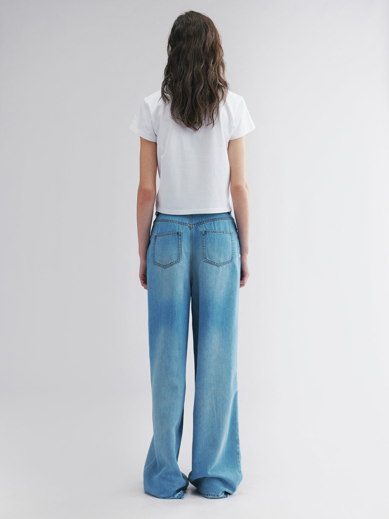 Scarf-tied floral denim