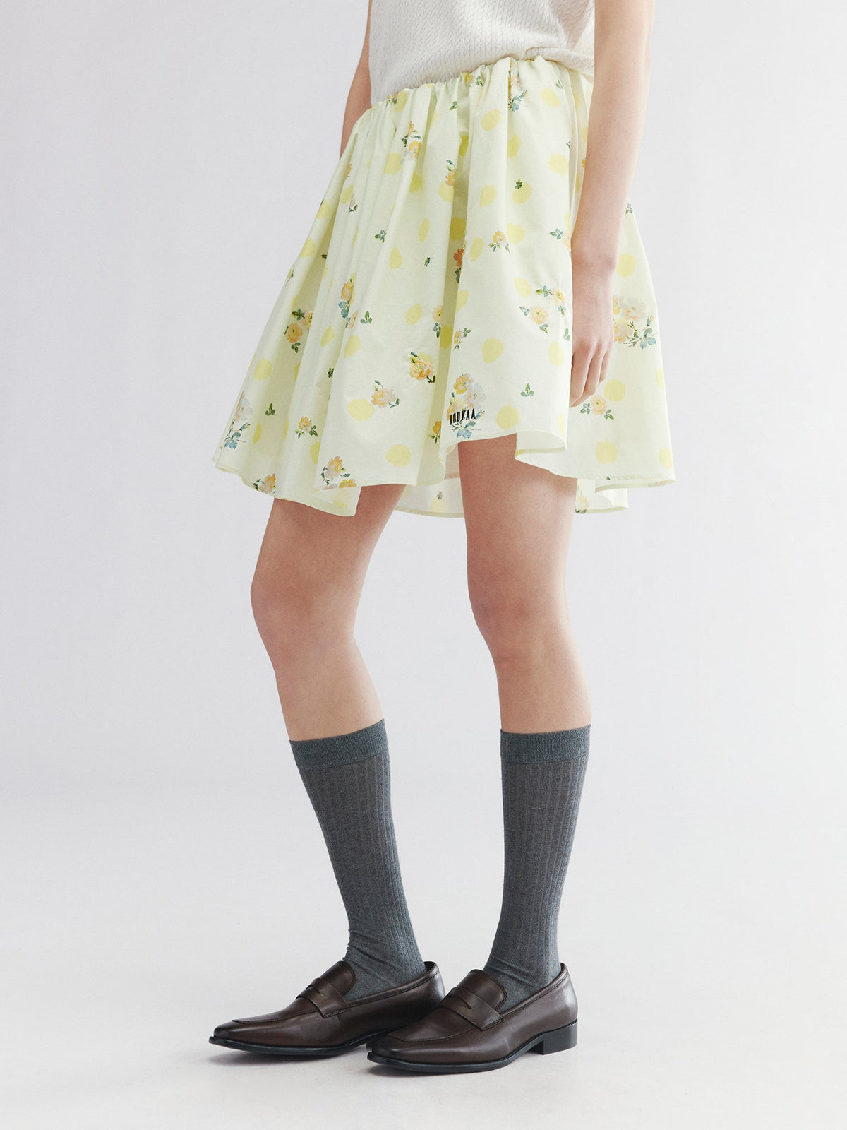 Yellow floral print skirt