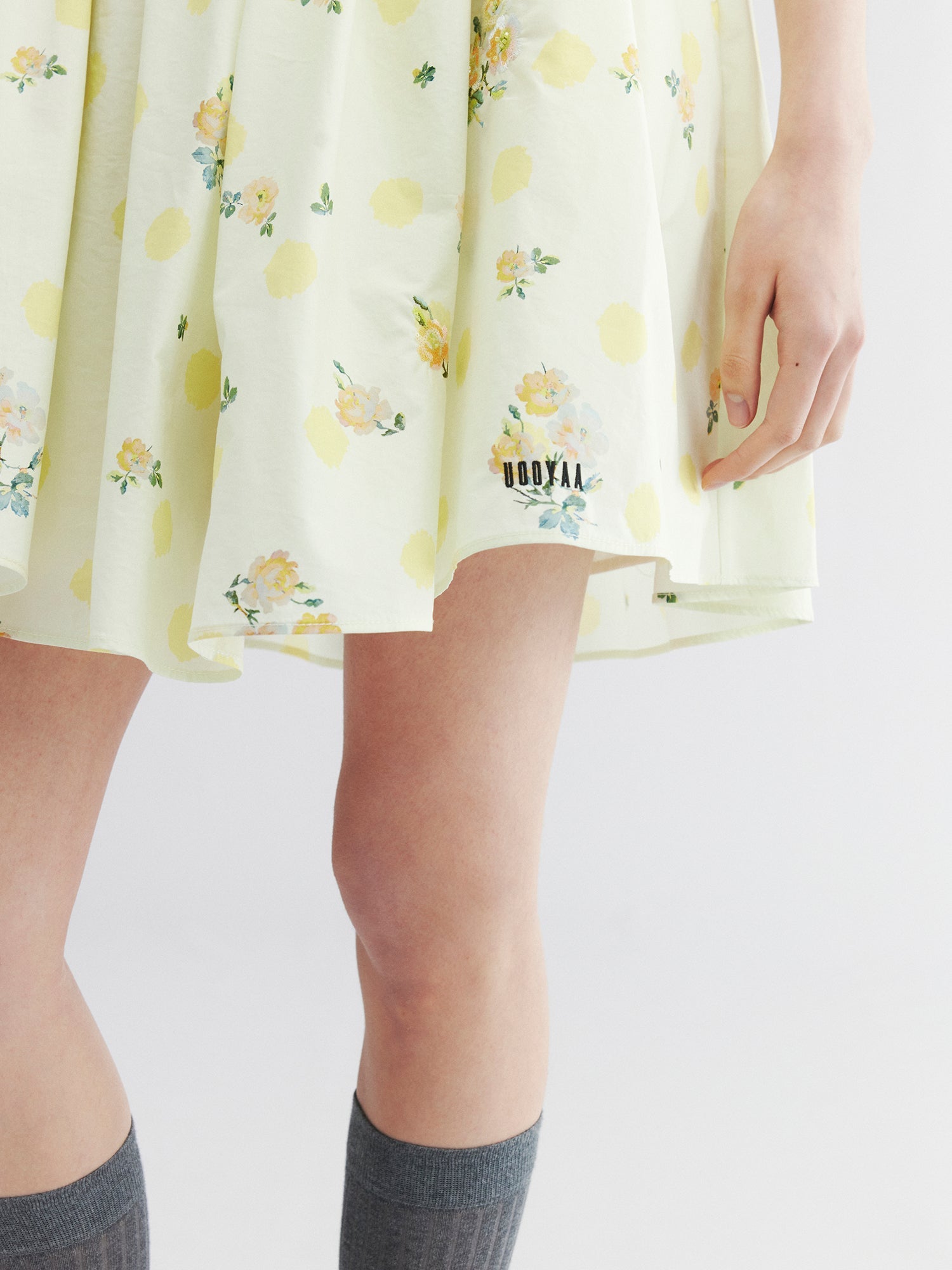 Yellow floral print skirt