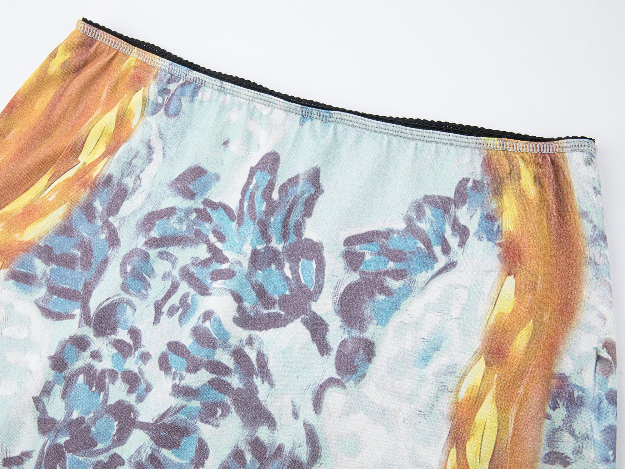 Oil painting floral fruit graphic tee skirt