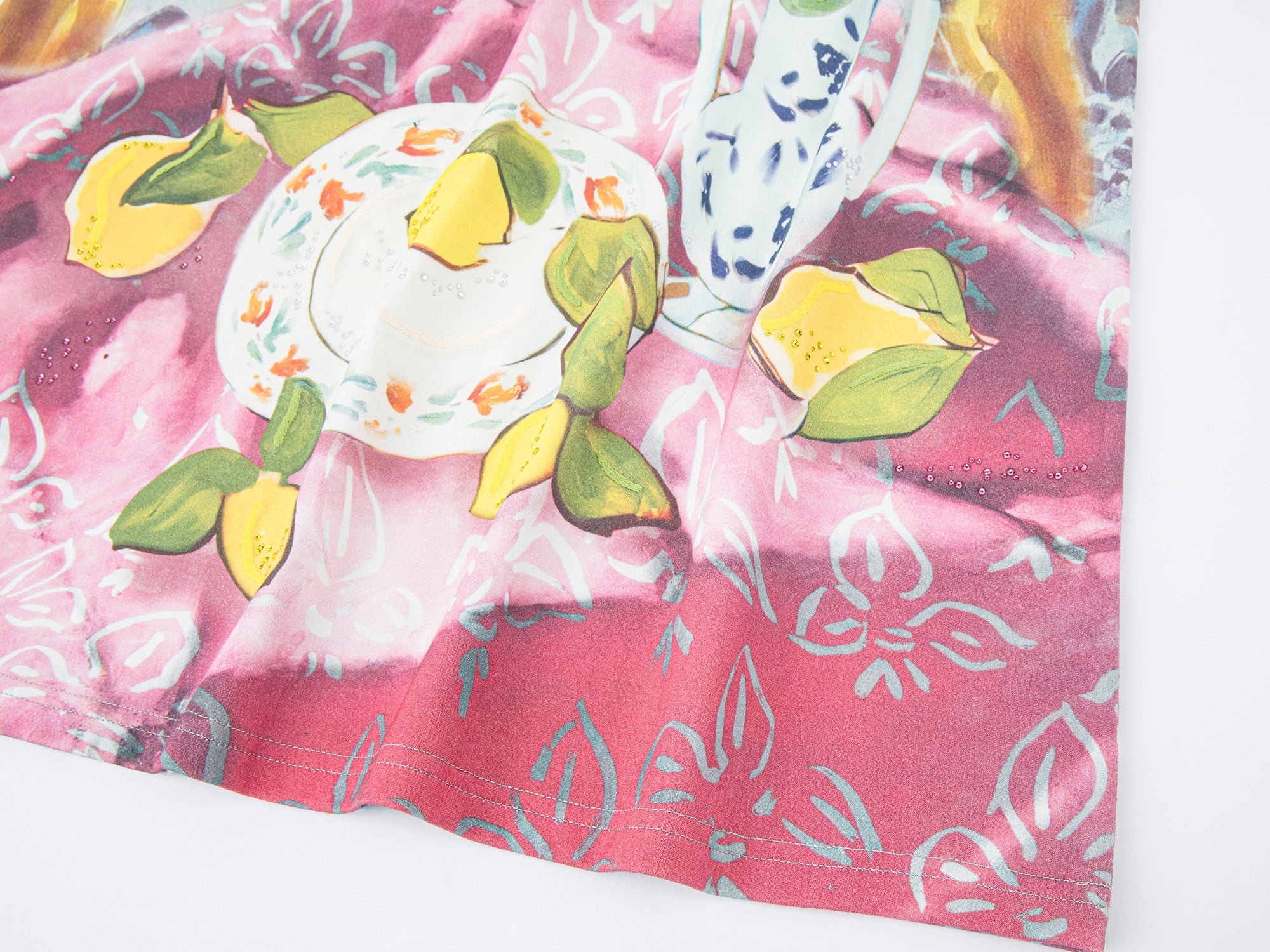 Oil painting floral fruit graphic tee skirt