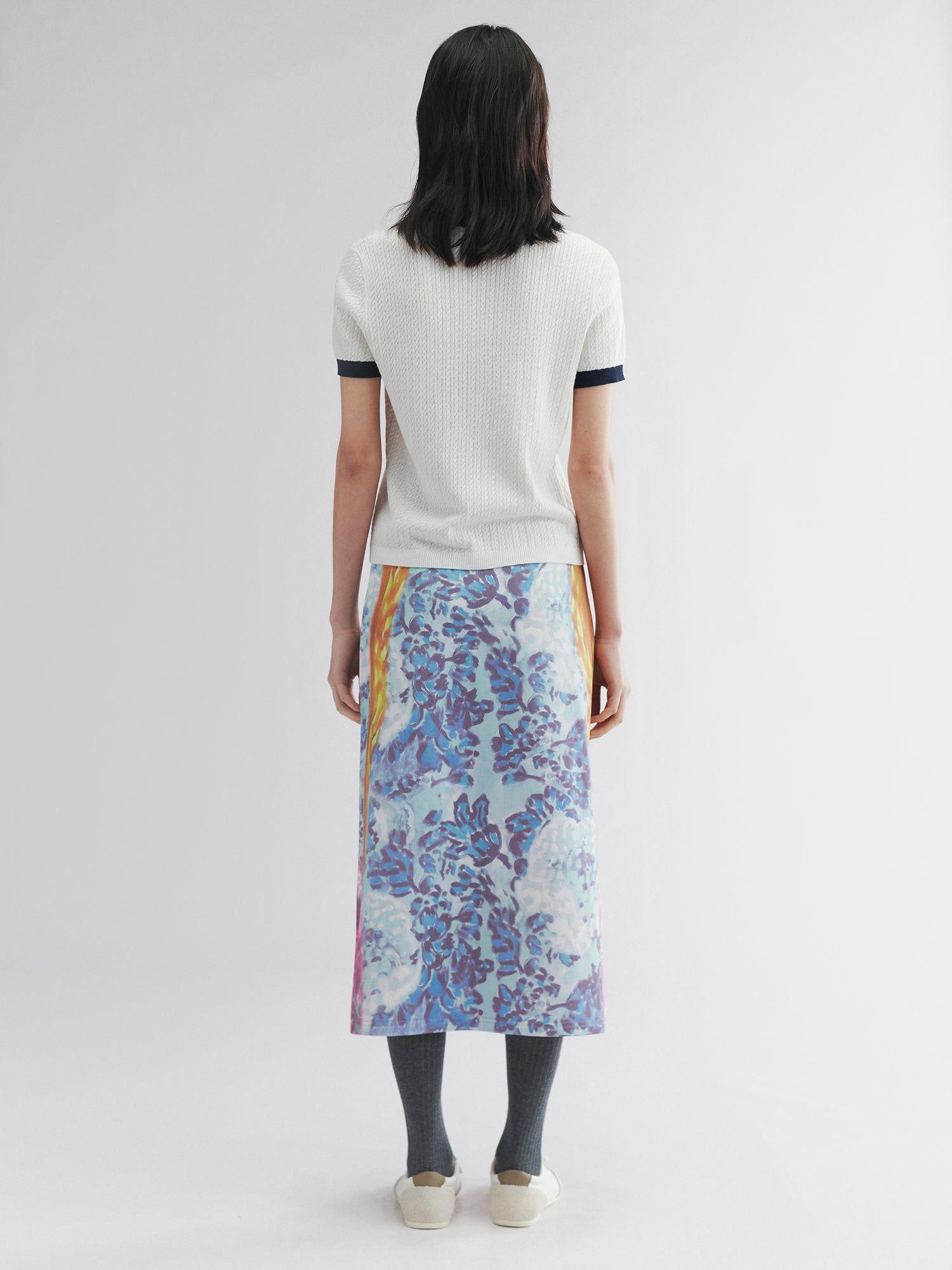 Oil painting floral fruit graphic tee skirt