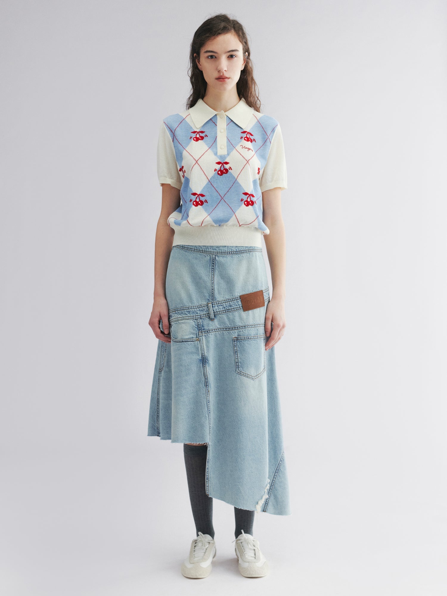 Asymmetrical denim skirt
