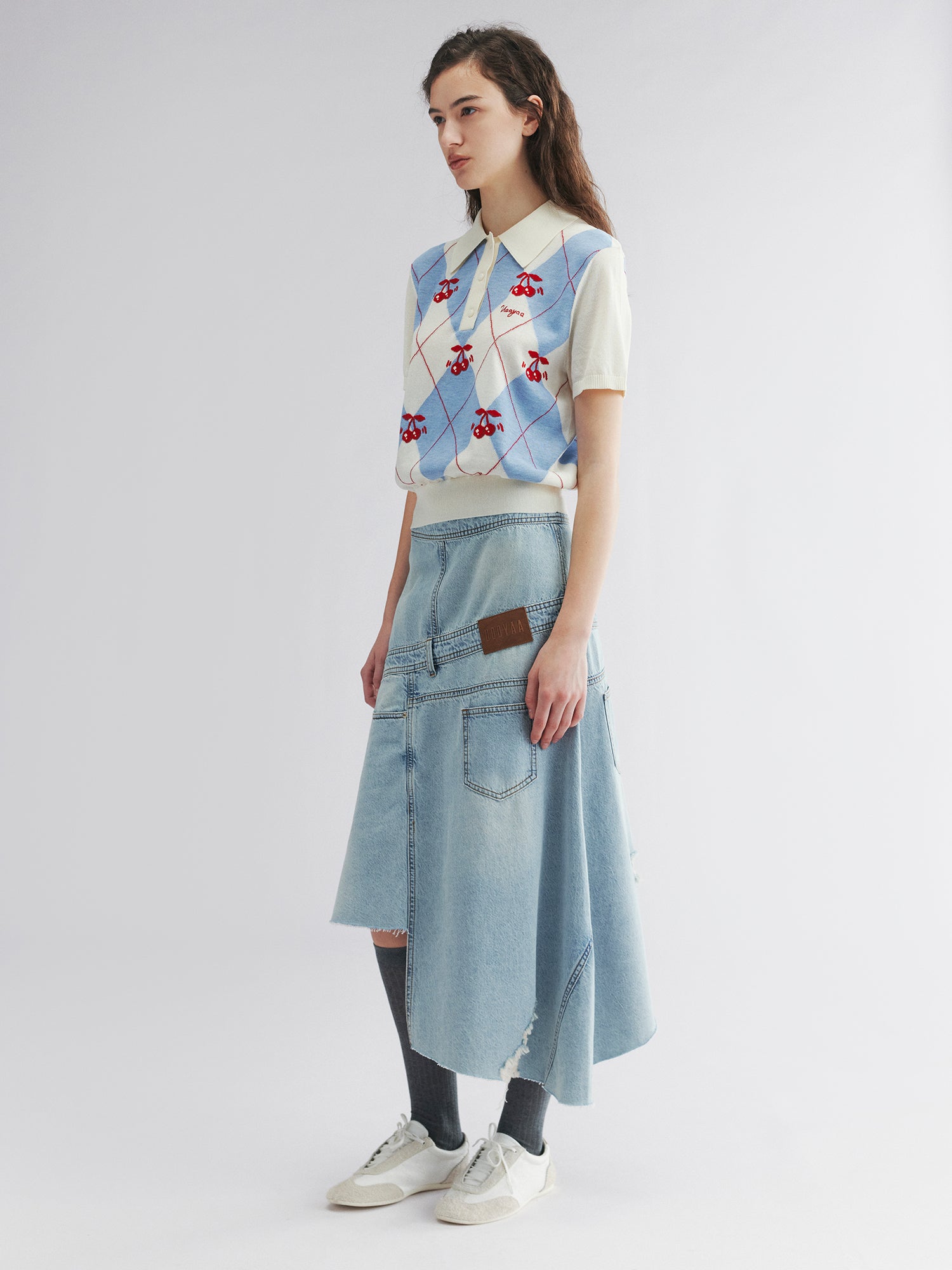 Asymmetrical denim skirt