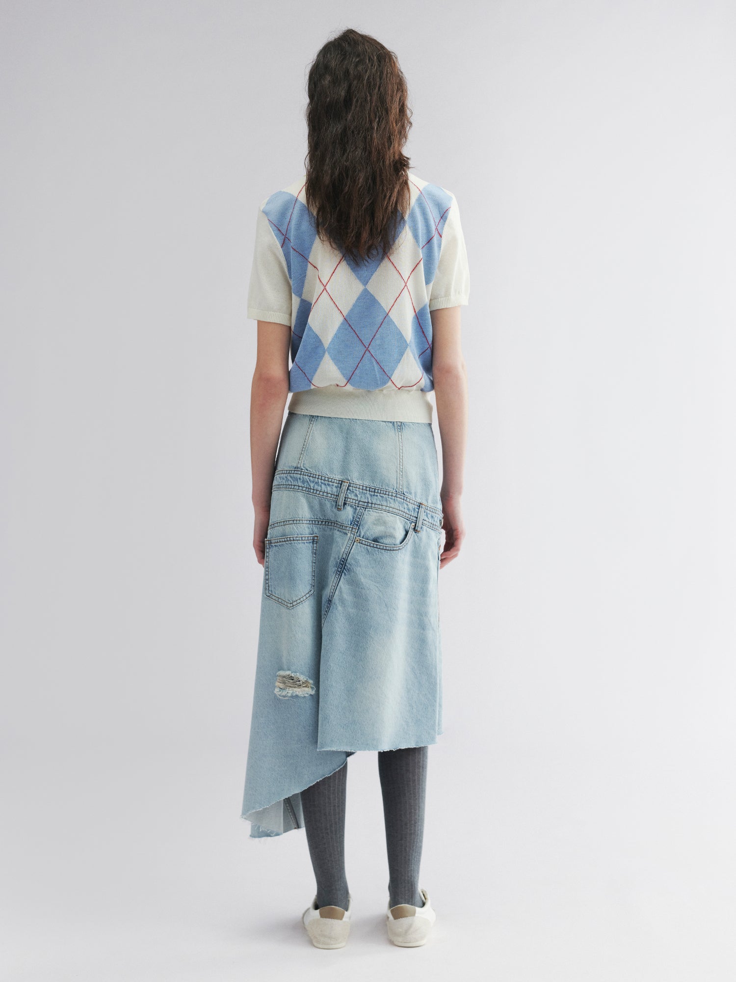 Asymmetrical denim skirt