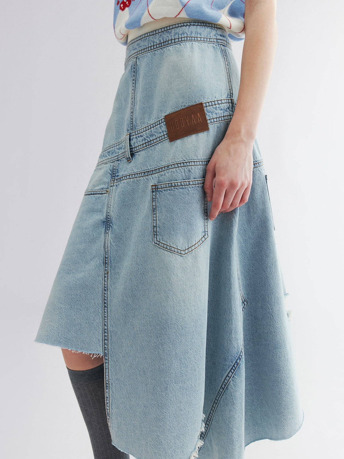 Asymmetrical denim skirt