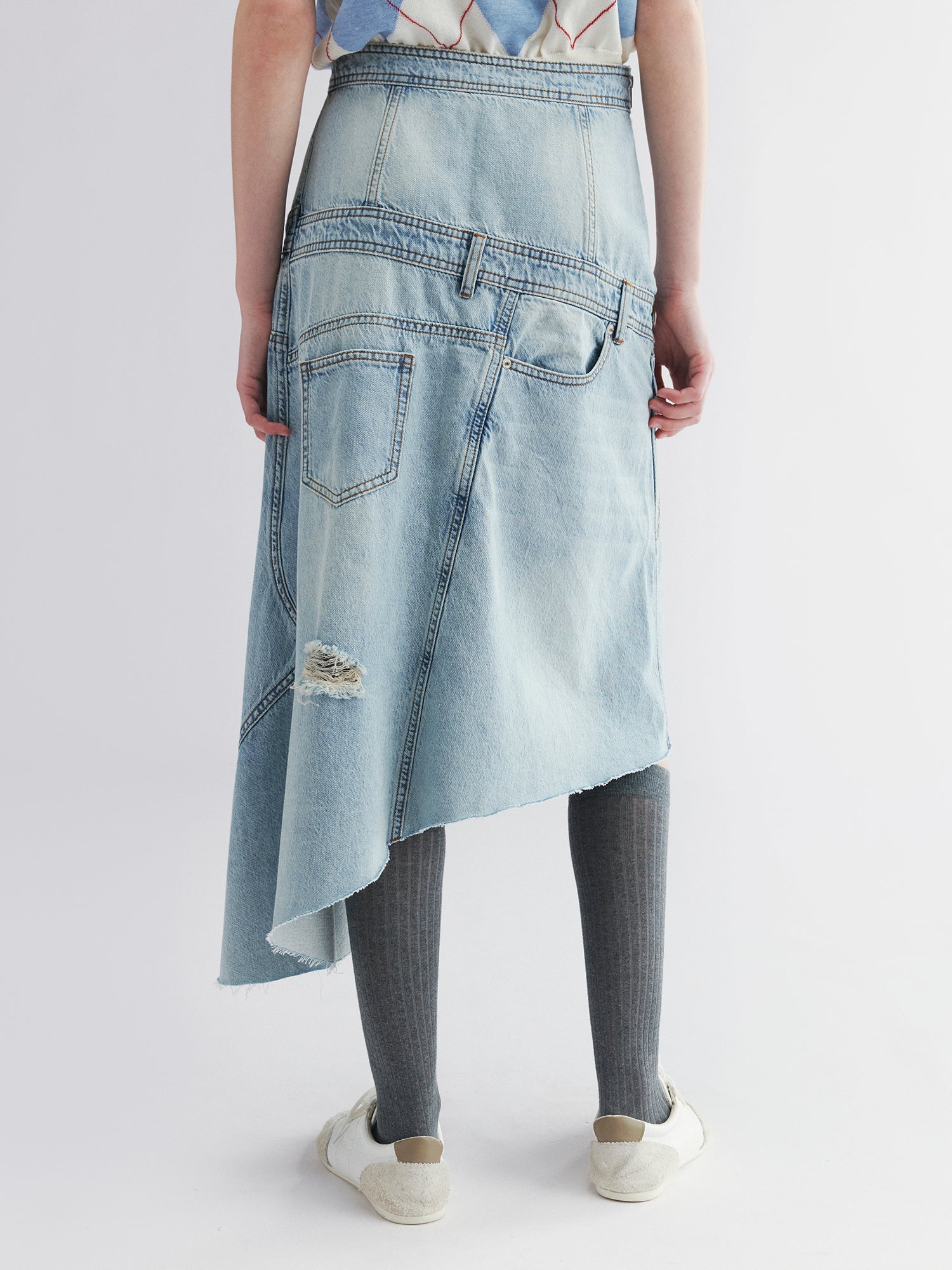 Asymmetrical denim skirt