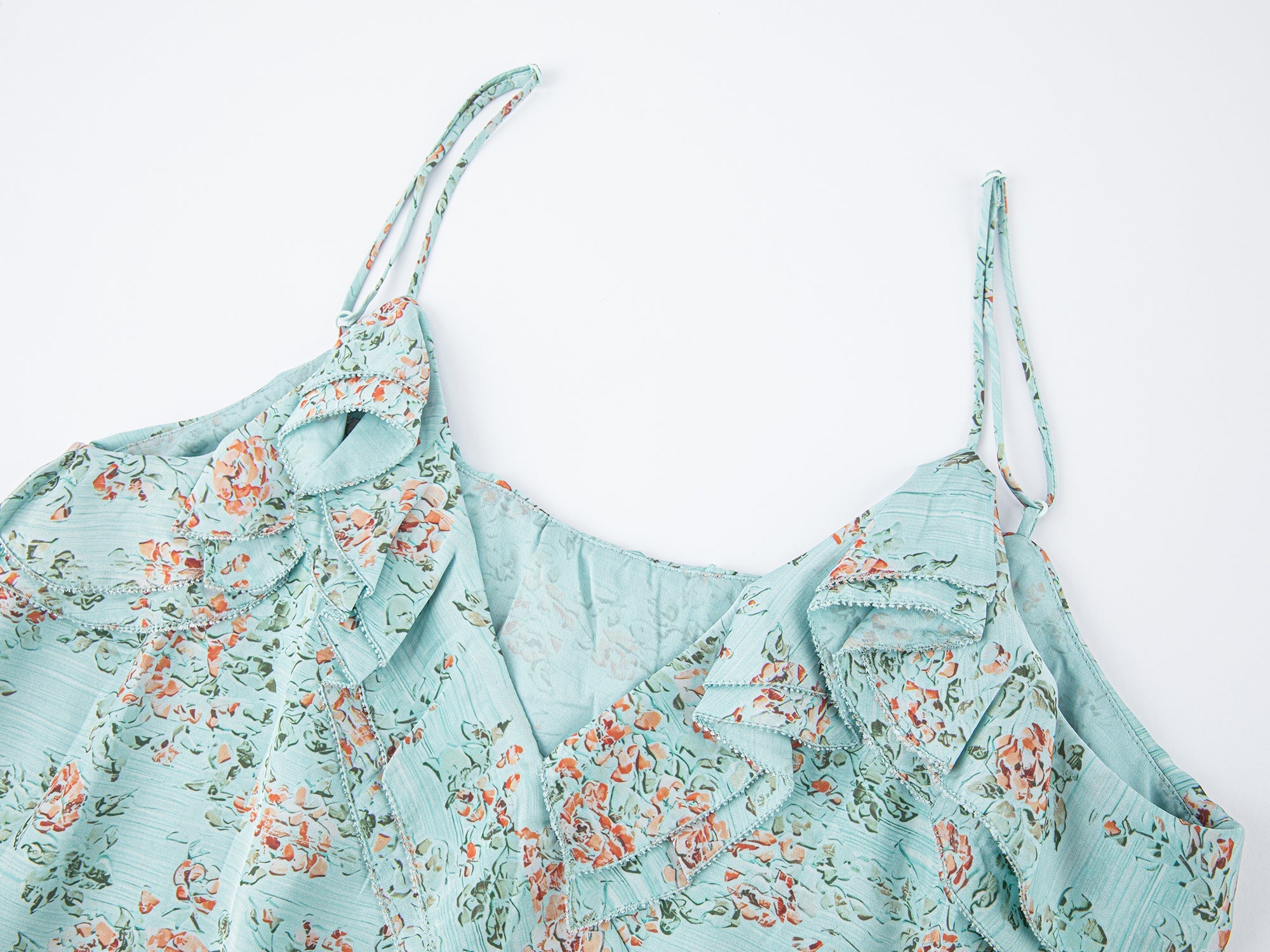 Oil-painted floral crinkle cami