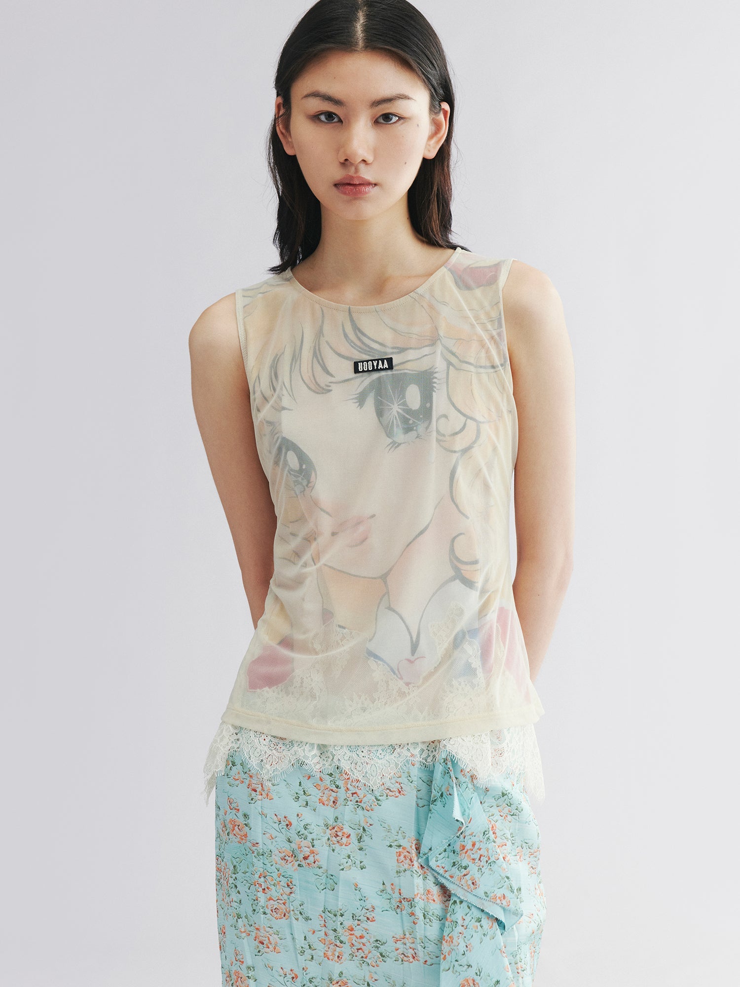 Wrinkled mesh anime vest