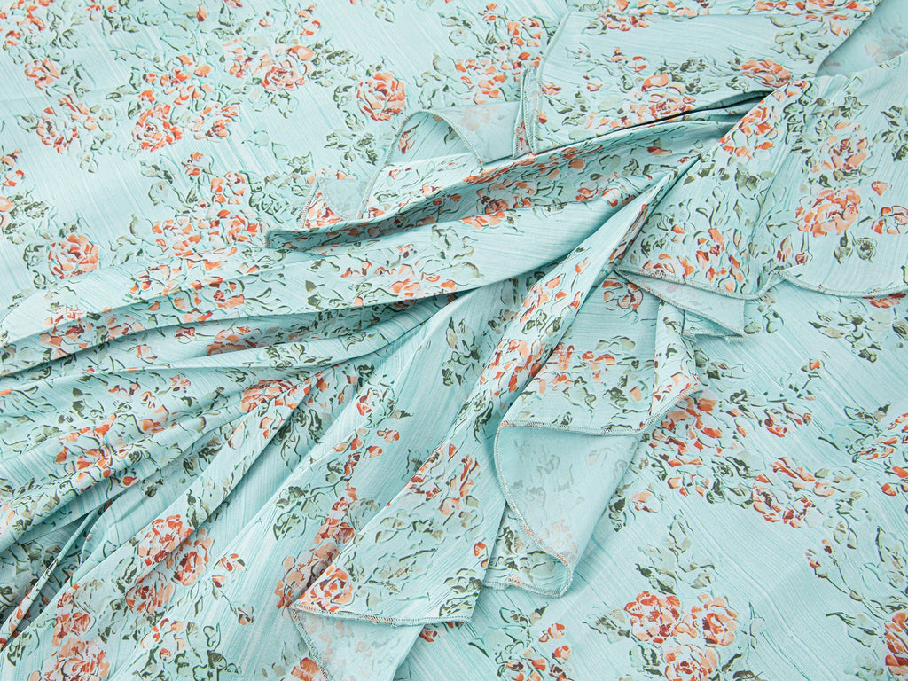 Oil-painted floral crinkle dress