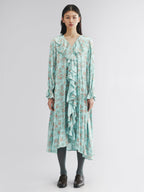 Oil-painted floral crinkle dress