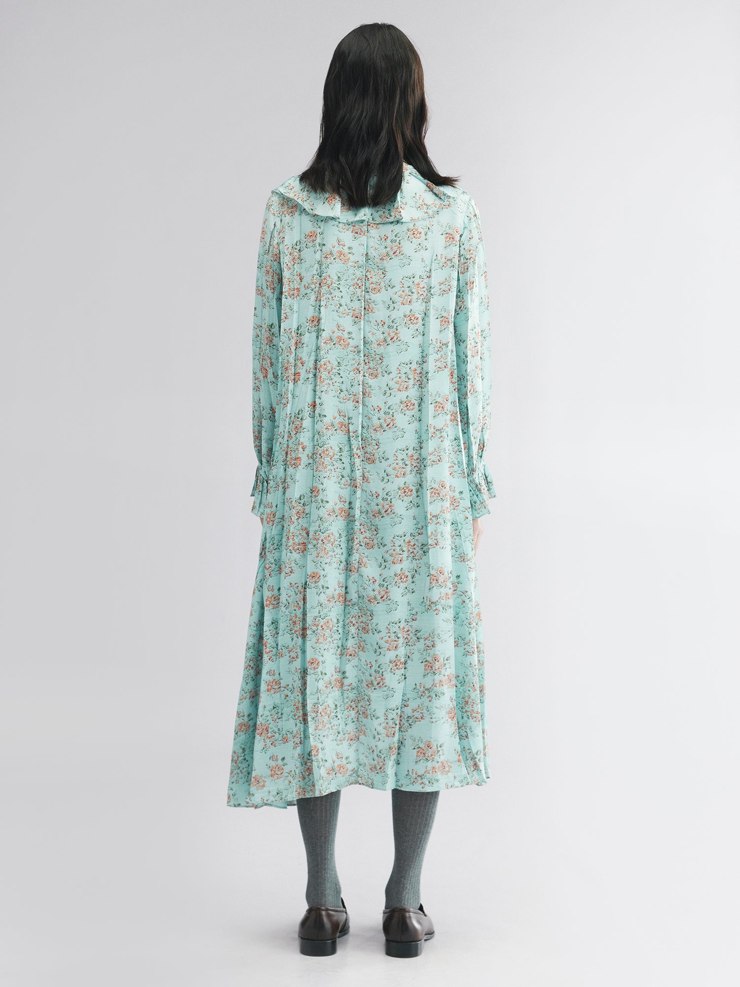 Oil-painted floral crinkle dress