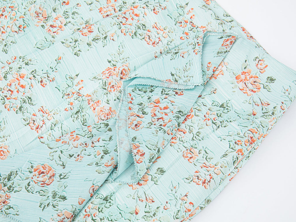Oil-painted floral crinkle skirt
