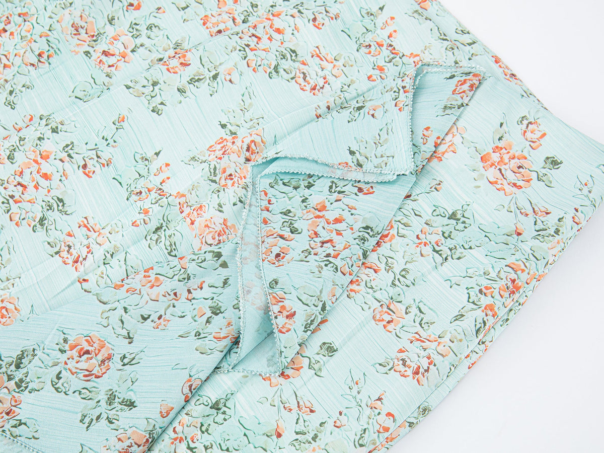 Oil-painted floral crinkle skirt